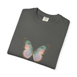 Retro 70s Vacation Butterfly T-shirt | Distressed Orange Teal Wings