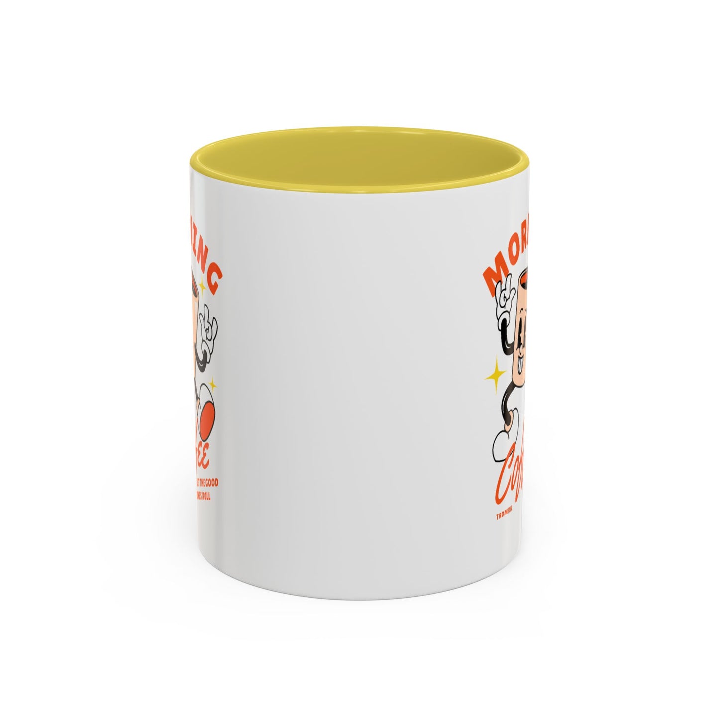 Morning Coffee Mug | Retro Cartoon Coffee Cup, Colorful Ceramic