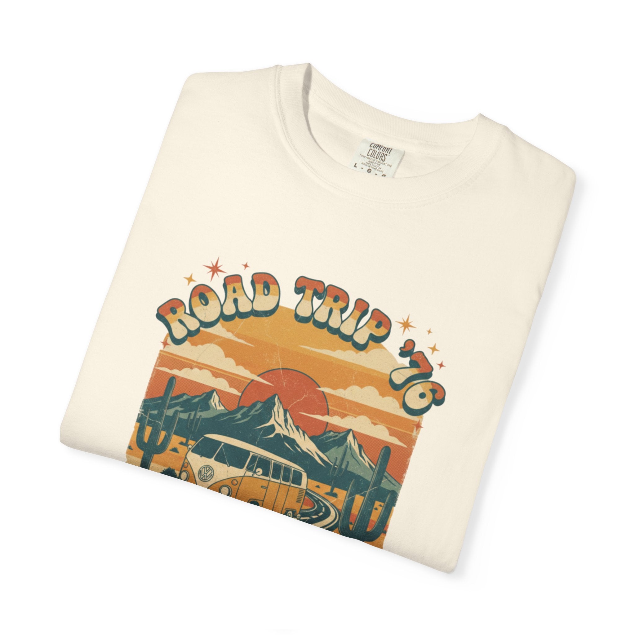 Road Trip '76 T-shirt | Vintage Camper Van Sunset Graphic