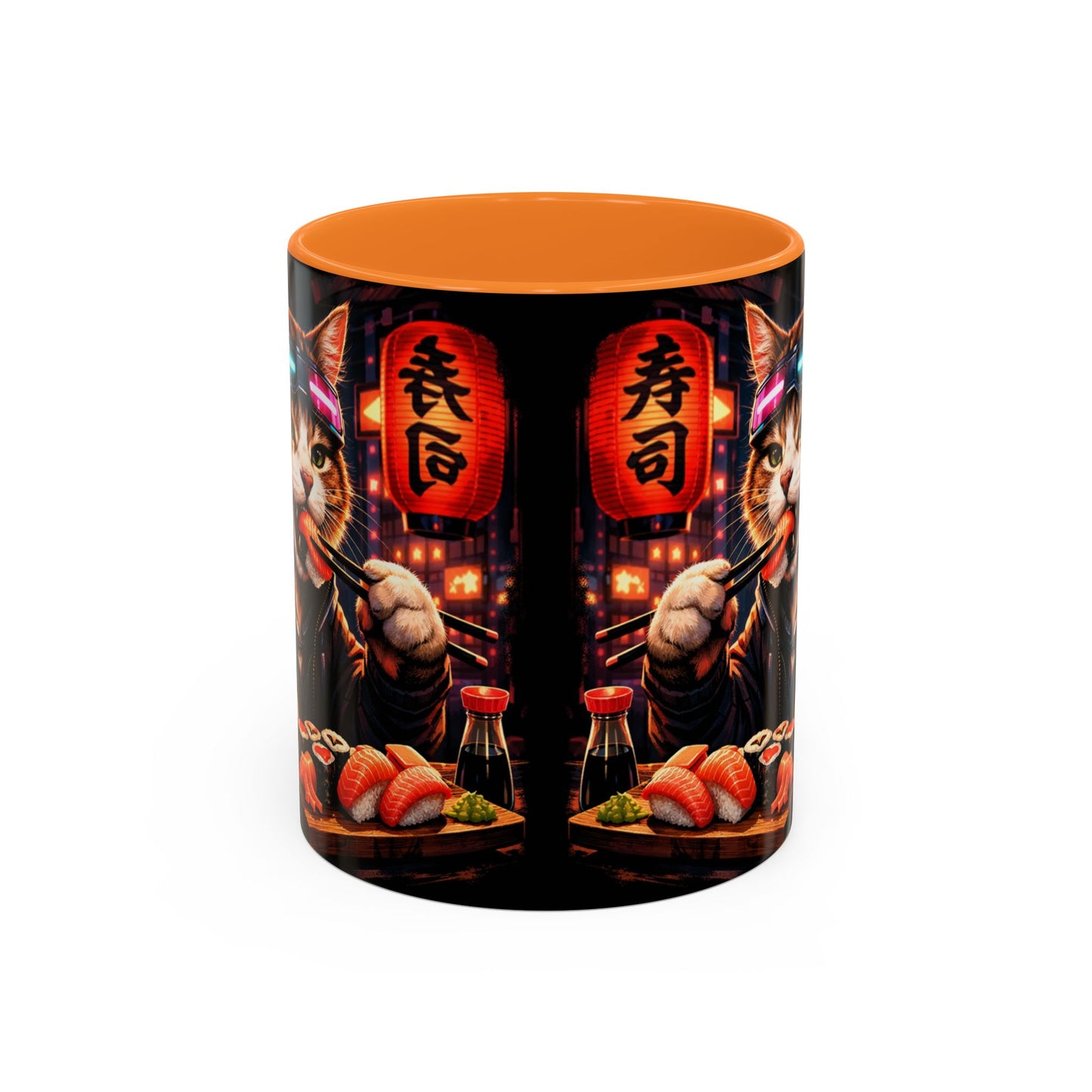 Cyberpunk Sushi Cat Mug | 11oz 15oz Ceramic Coffee Cup