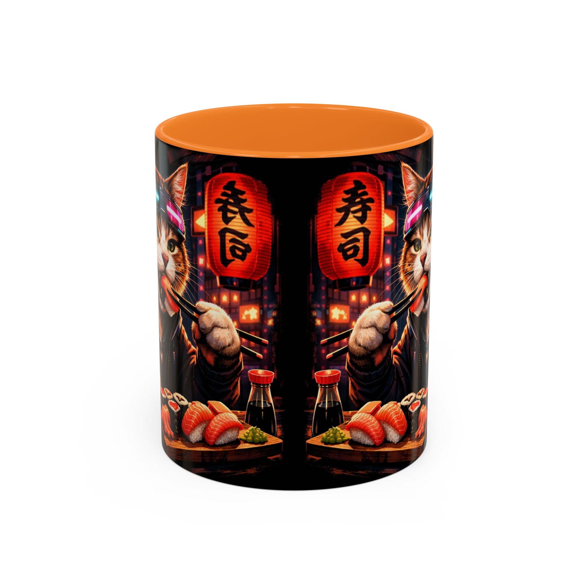 Cyberpunk Sushi Cat Mug | 11oz 15oz Ceramic Coffee Cup