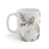 Dove with Bouquet Mug | Floral Peace Bird Ceramic Coffee Cup