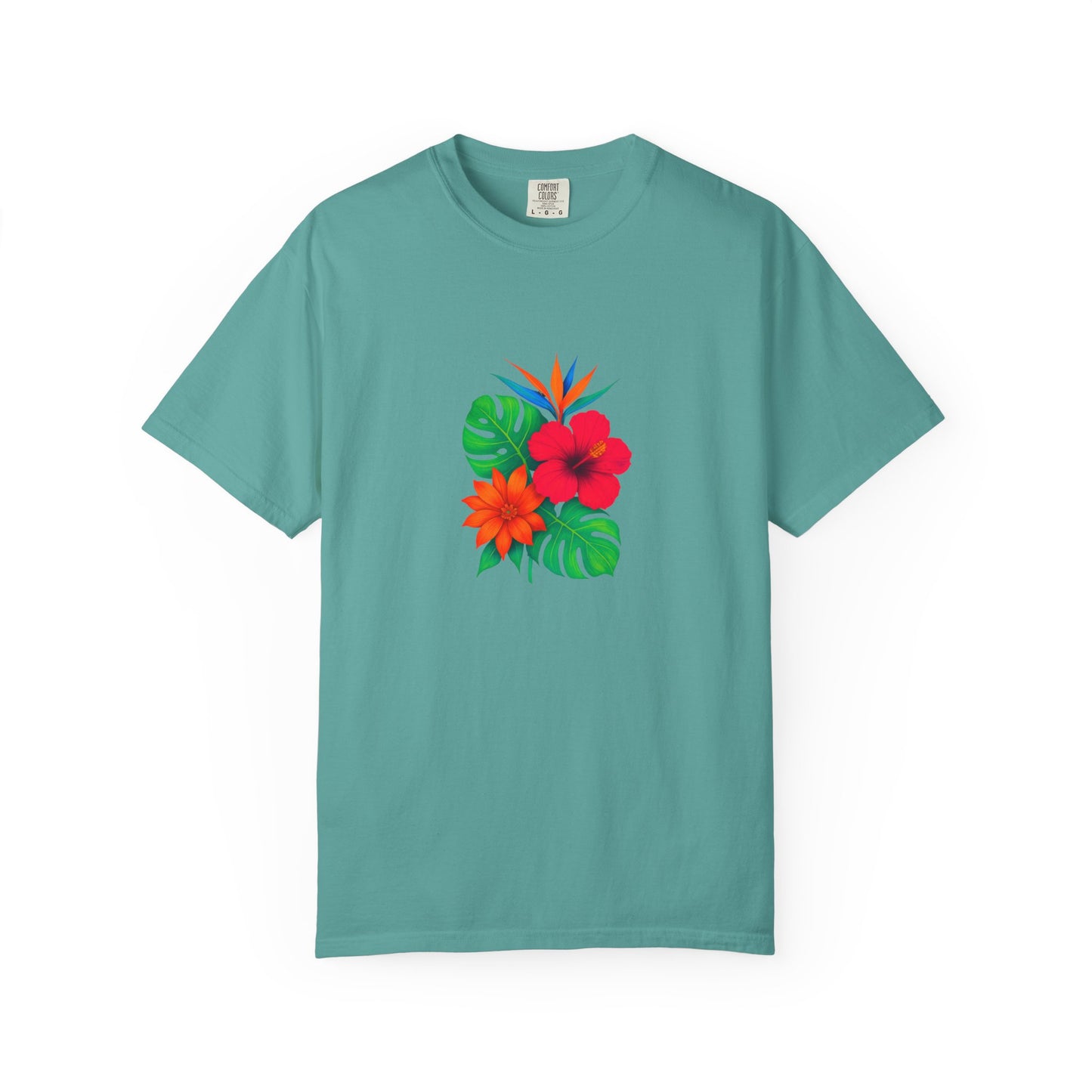 Tropical Hibiscus Floral Tee | Monstera Leaves, Bird of Paradise