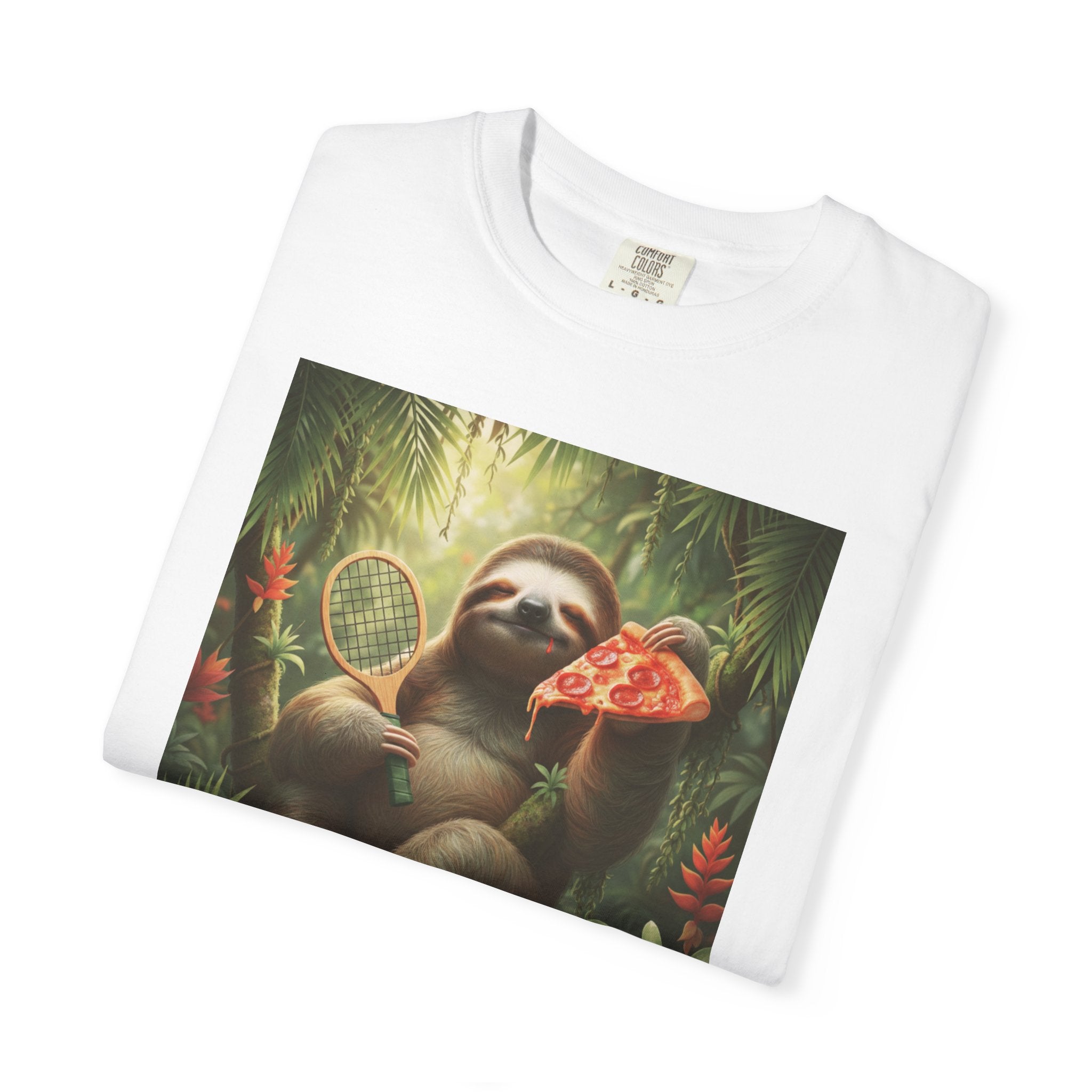 Sloth with Pizza and Pickleball Racket T-shirt | Eat Sleep Drink Repeat