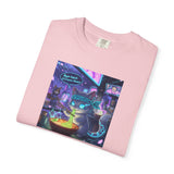 Cyberpunk Cat T-shirt | Neon Magic Potion Street Scene