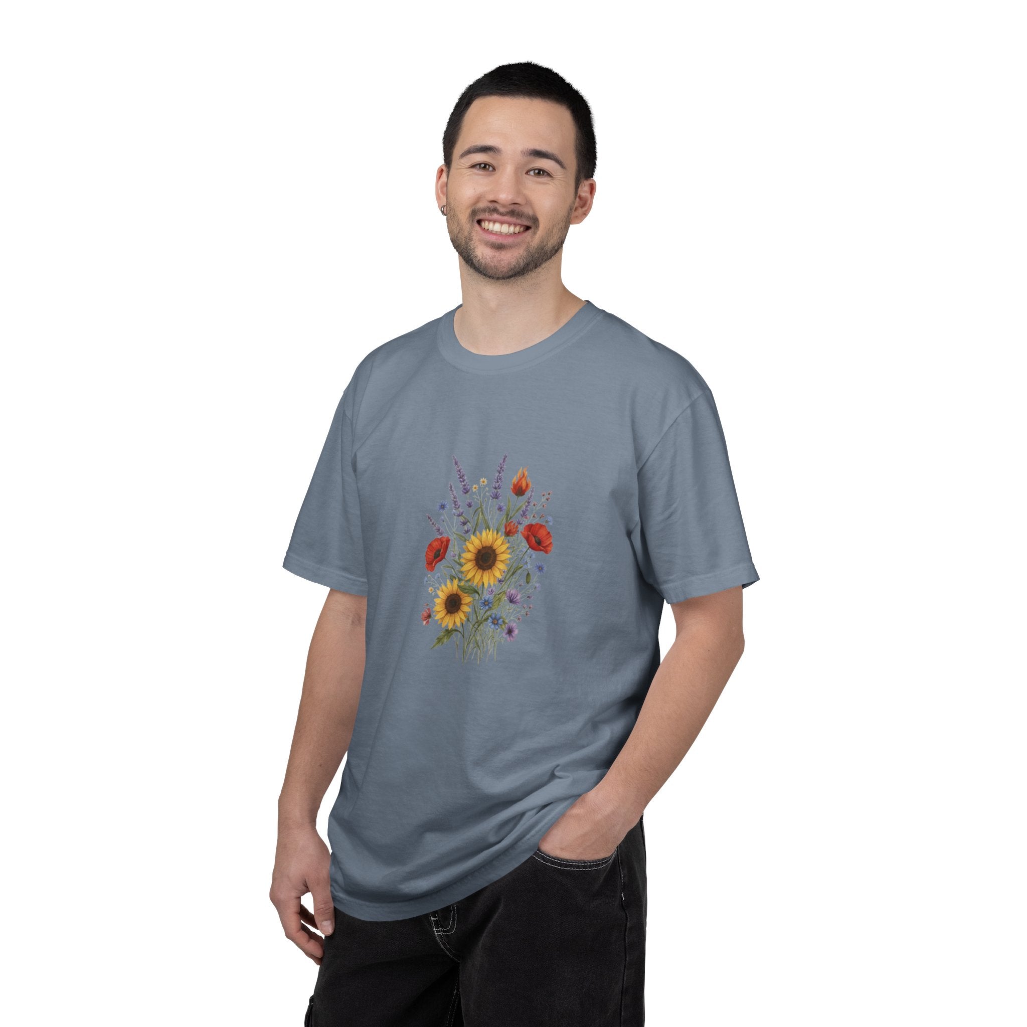 Sunflower and Wildflower Bouquet T-Shirt | Floral Botanical Garden Tee
