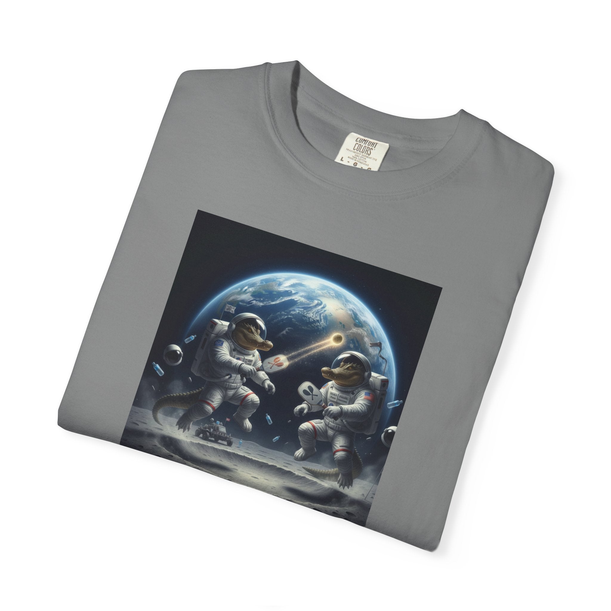Gator Lunar Pickleball  T-shirt | Earth Background, Spacewalk Illustration
