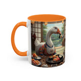 Goose with Sushi Mug | Japanese Tea Room Illustration