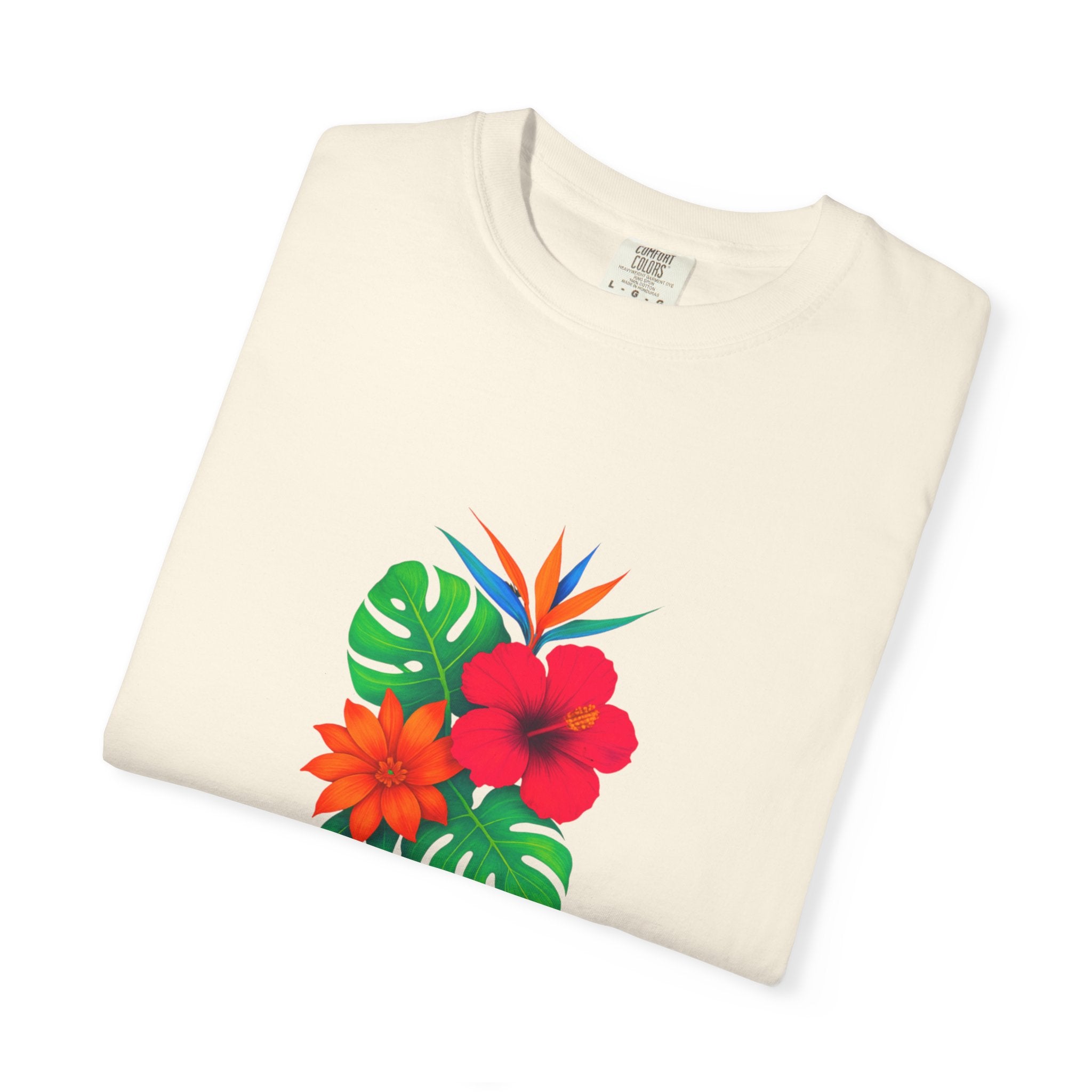 Tropical Hibiscus Floral Tee | Monstera Leaves, Bird of Paradise