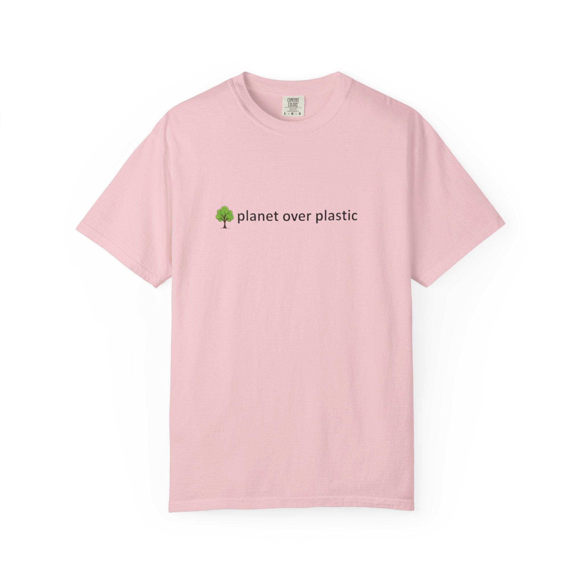 planet over plastic T-shirt | environmental tree slogan tee