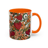 Vintage Cherry Strawberry Pattern Accent Mug | 11oz 15oz