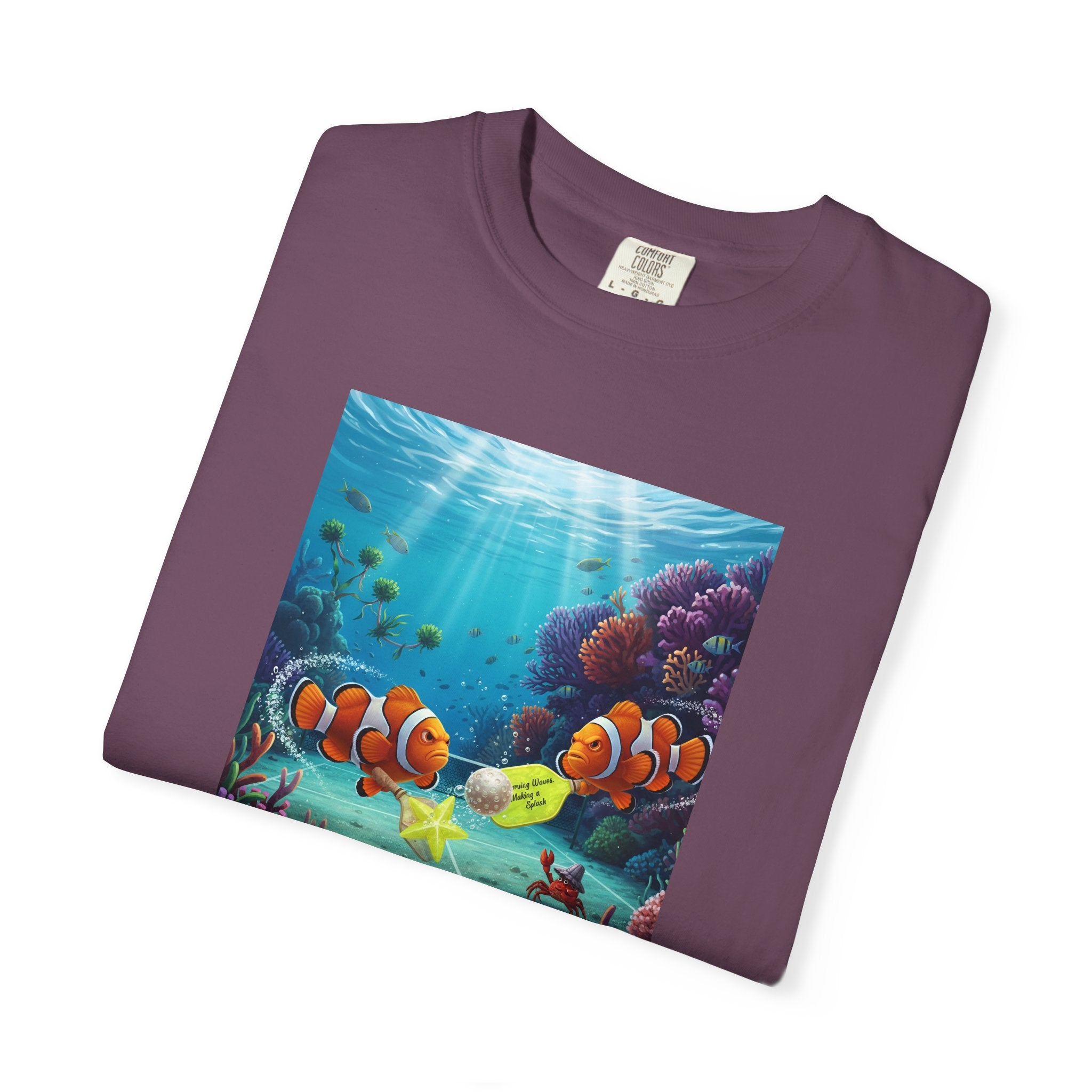 Clownfish Reef Scene T-shirt | Underwater Coral Ocean Illustration