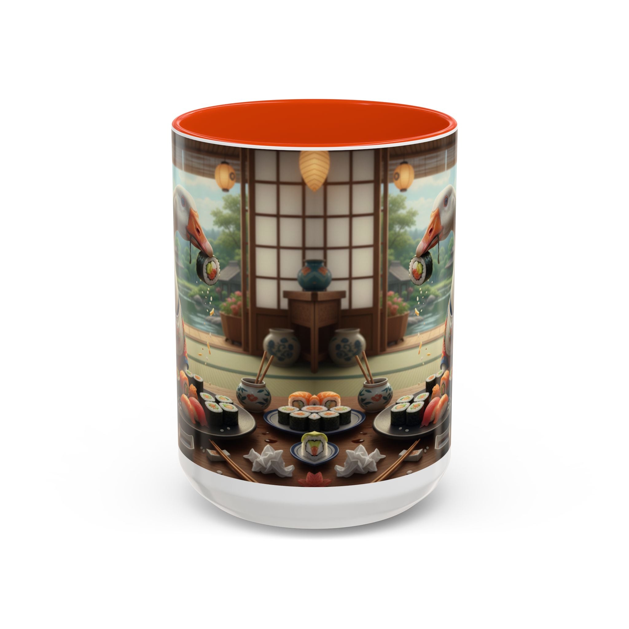 Goose with Sushi Mug | Japanese Tea Room Illustration