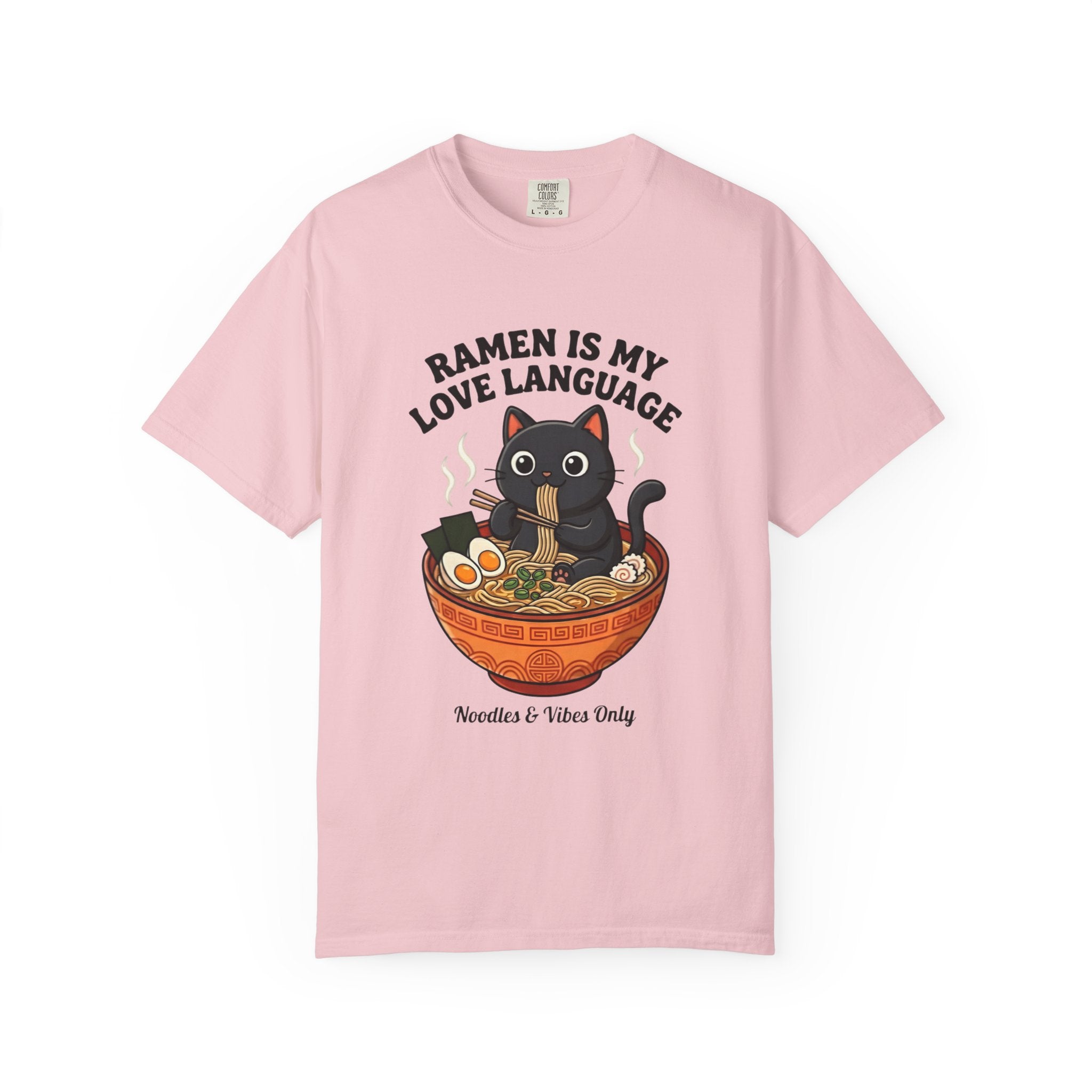 Ramen Is My Love Language T-shirt | Cat in Ramen Bowl Noodles Vibes Tee