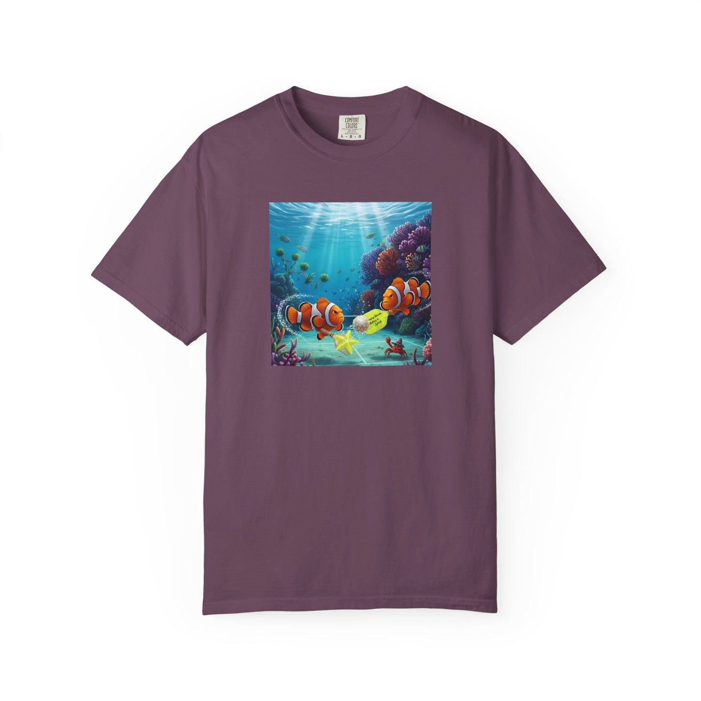 Clownfish Reef Scene T-shirt | Underwater Coral Ocean Illustration