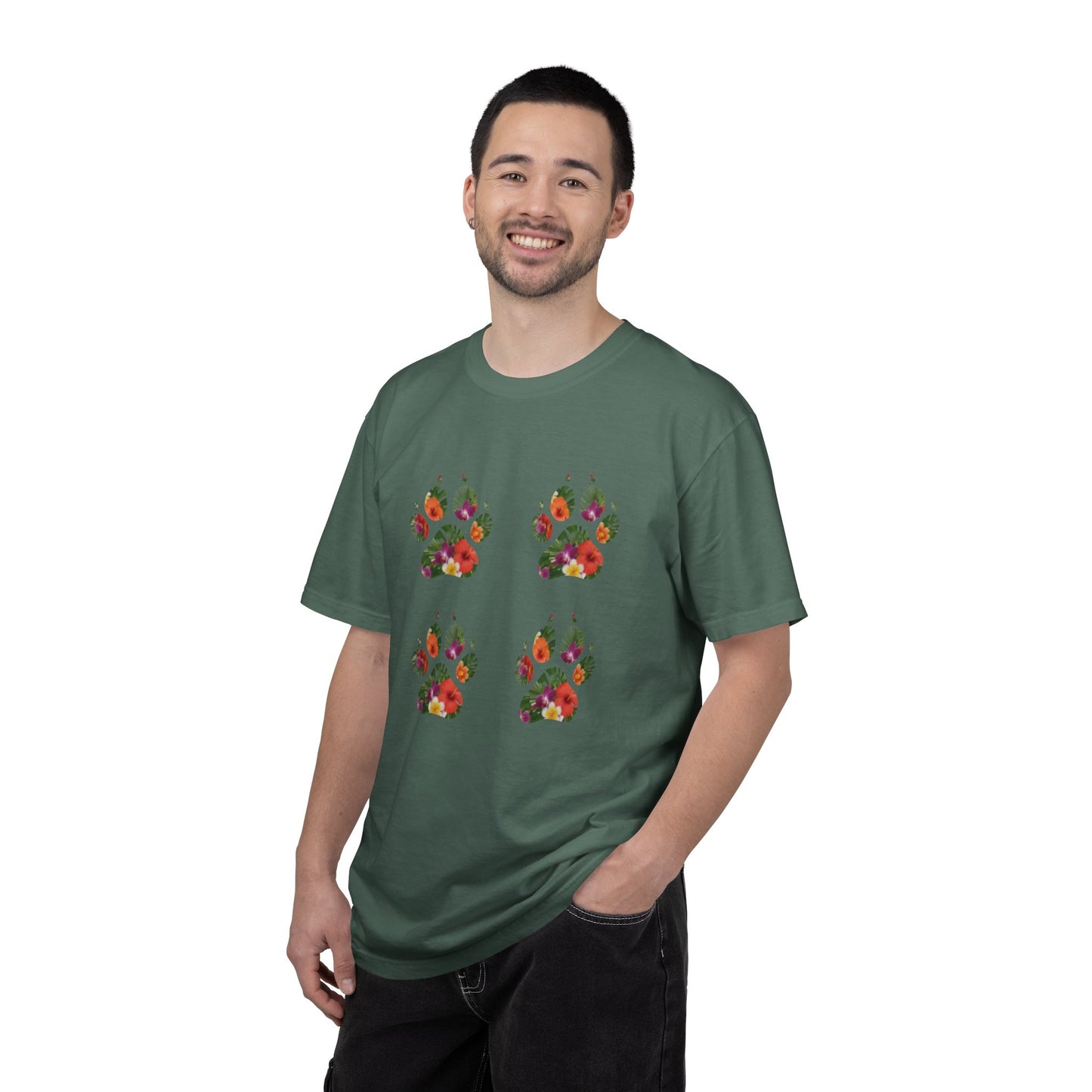 Floral Puppy Paws T-shirt | Dog Lover Tee