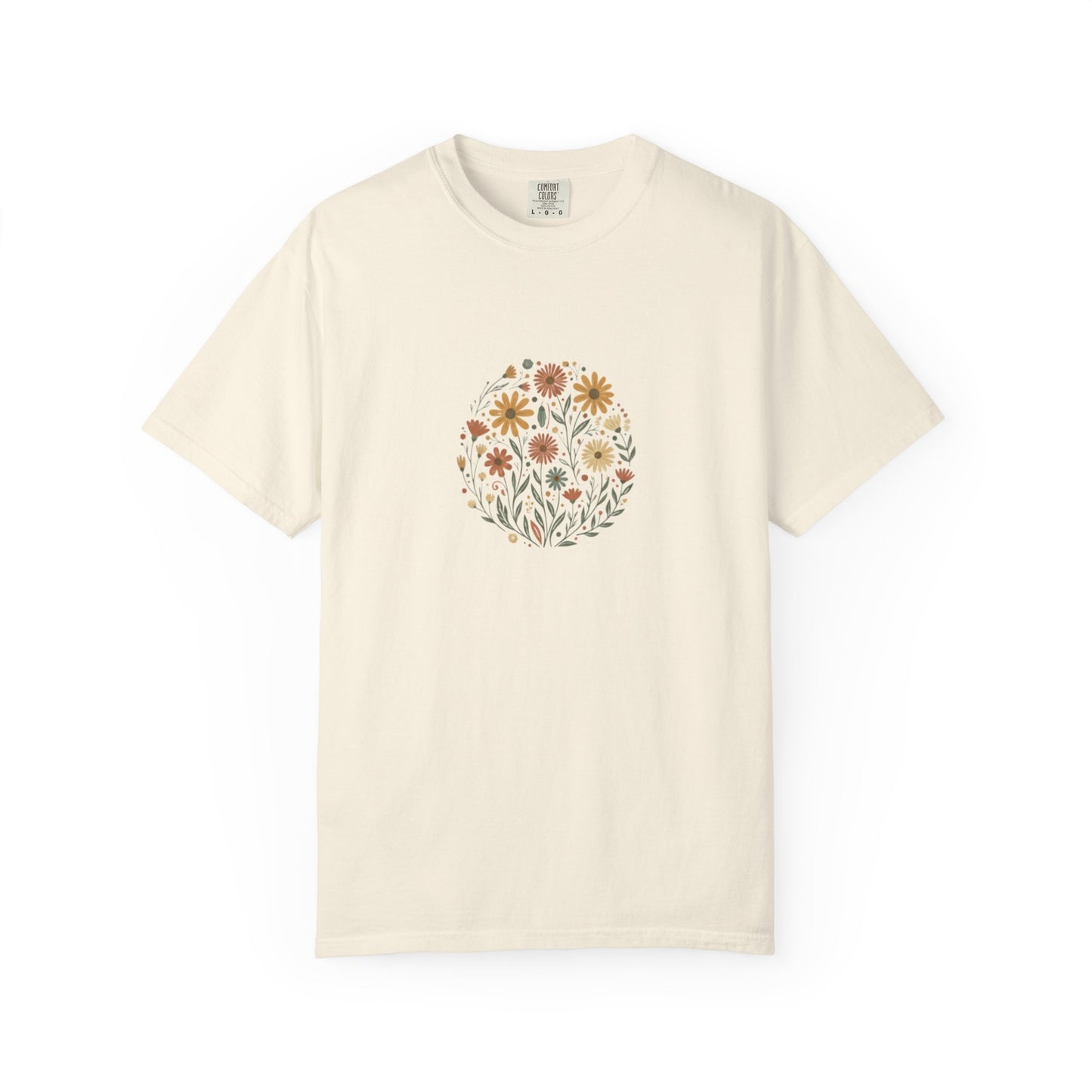 Autumn Wildflower Bouquet T-Shirt | Floral Circle Illustration