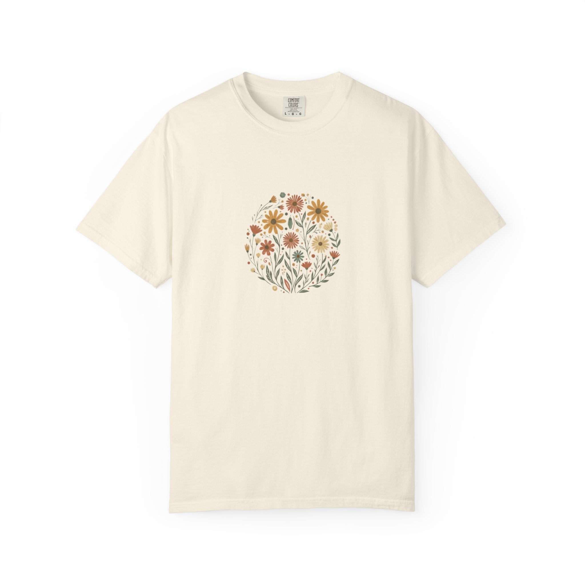 Autumn Wildflower Bouquet T-Shirt | Floral Circle Illustration