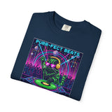 Purr-fect Beats Rave Feline DJ cat T-shirt | Neon EDM club design