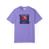 Miami Nights Sunset Palm T-shirt | Retro Vaporwave Beach Scene