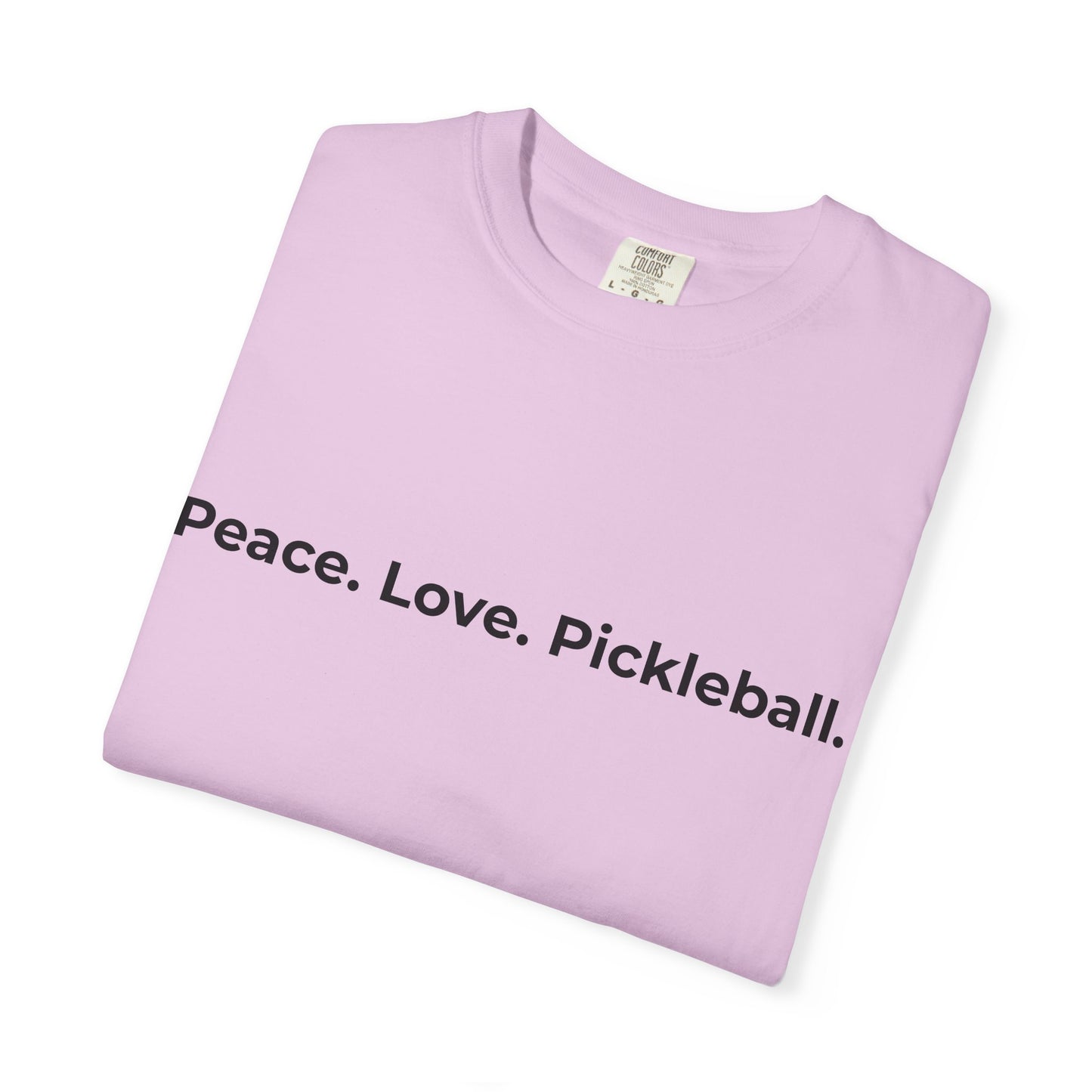 Peace. Love. Pickleball. T-Shirt | Minimalist Text Tennis Paddle Shirt