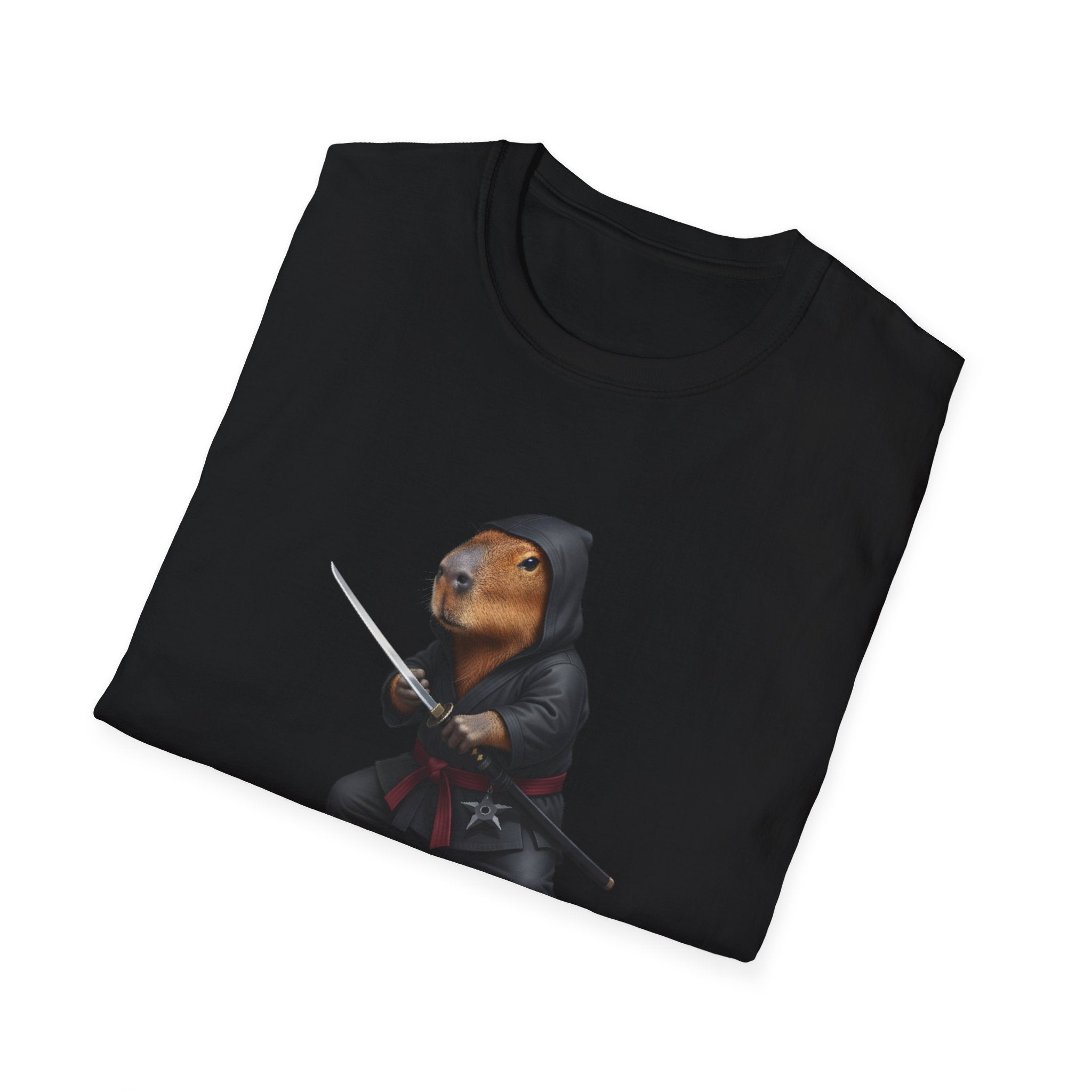 Stealthy Capybara Warrior T-Shirt | Zen Assassin Tactical Capy