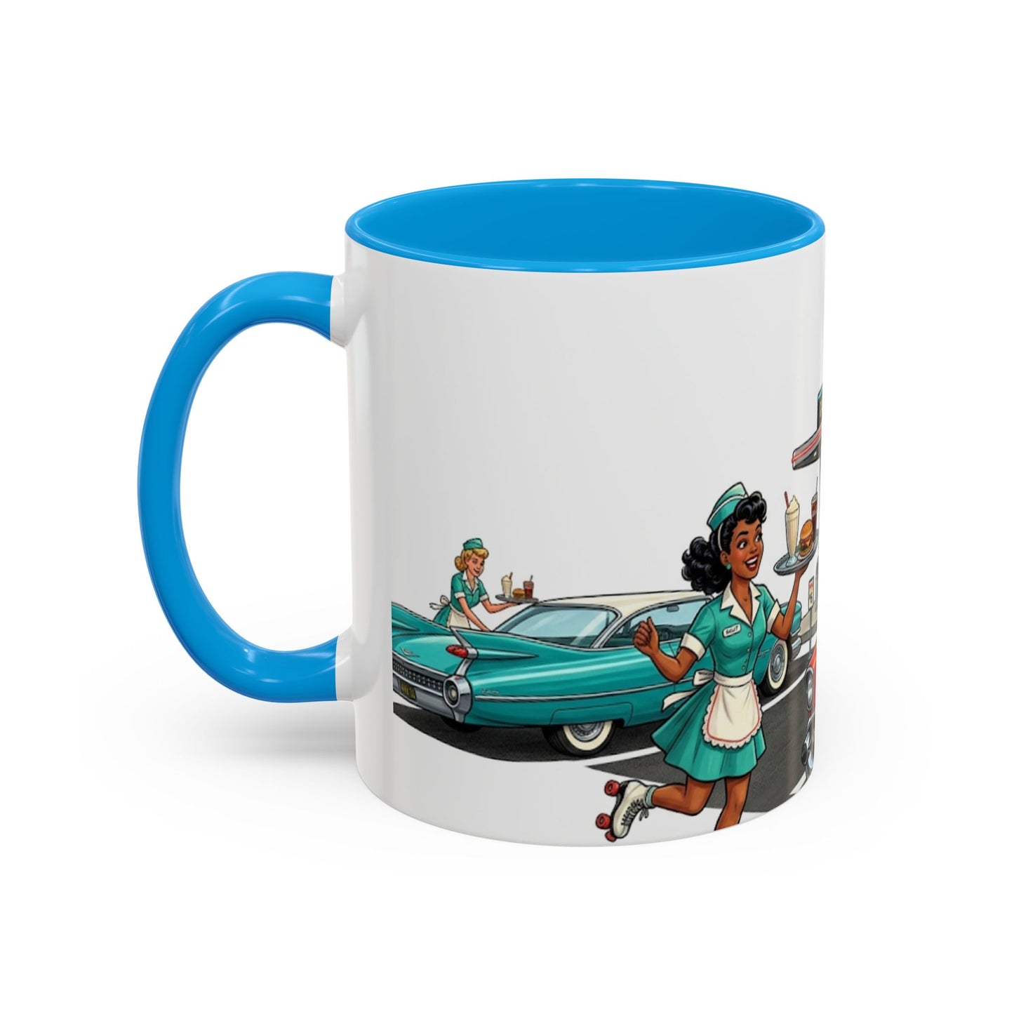1950s Diner Scene Mug | Retro Car Hop Coffee Cup