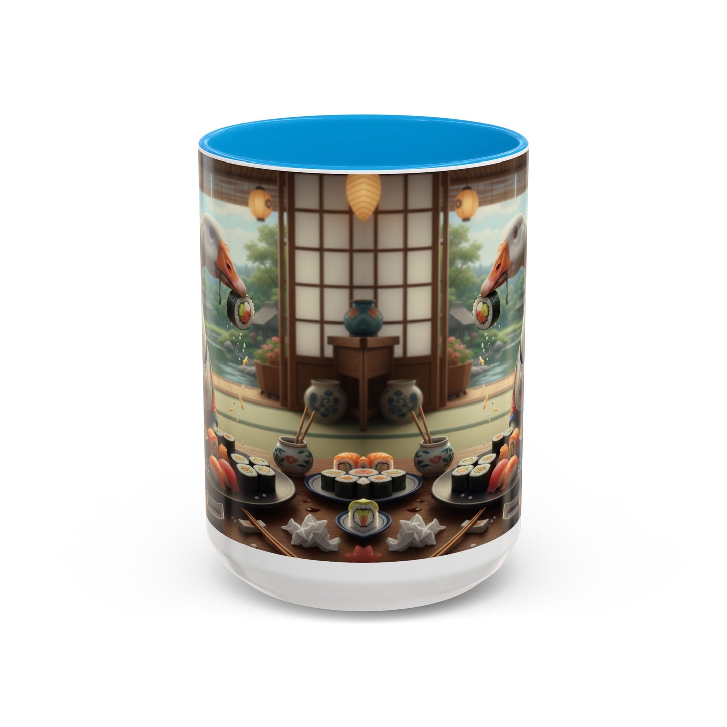 Goose with Sushi Mug | Japanese Tea Room Illustration