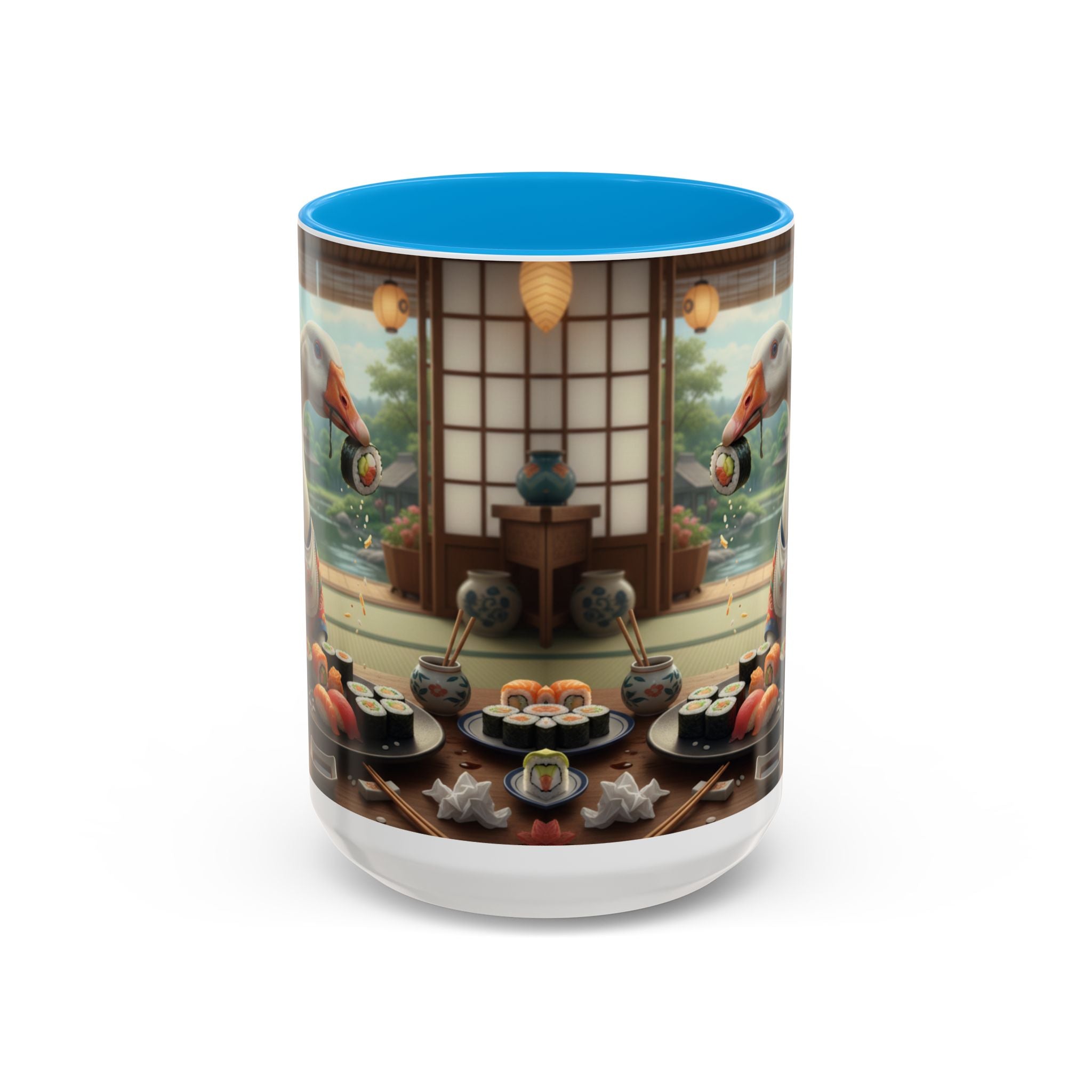 Goose with Sushi Mug | Japanese Tea Room Illustration
