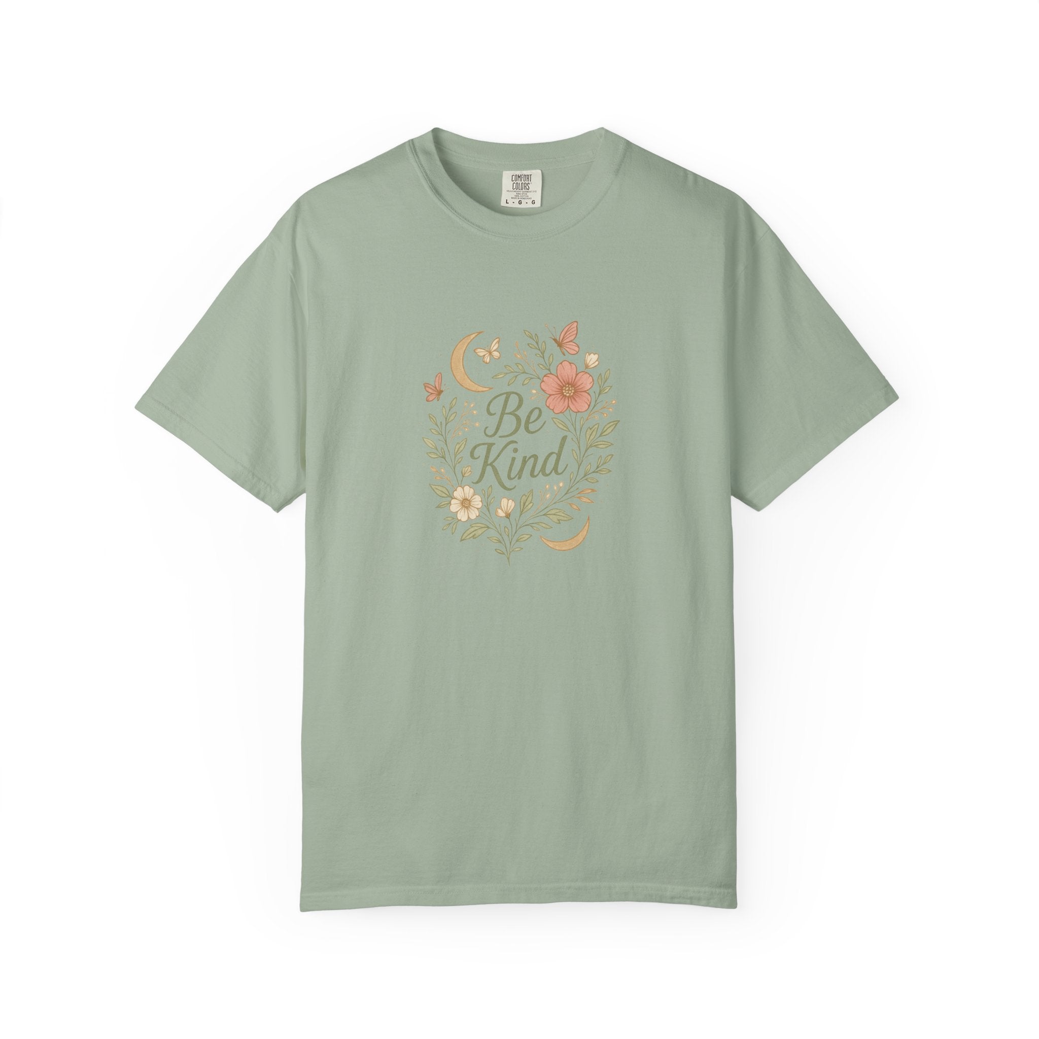 Be Kind Floral Wreath T-Shirt | Positive Quote, Boho Botanical Design