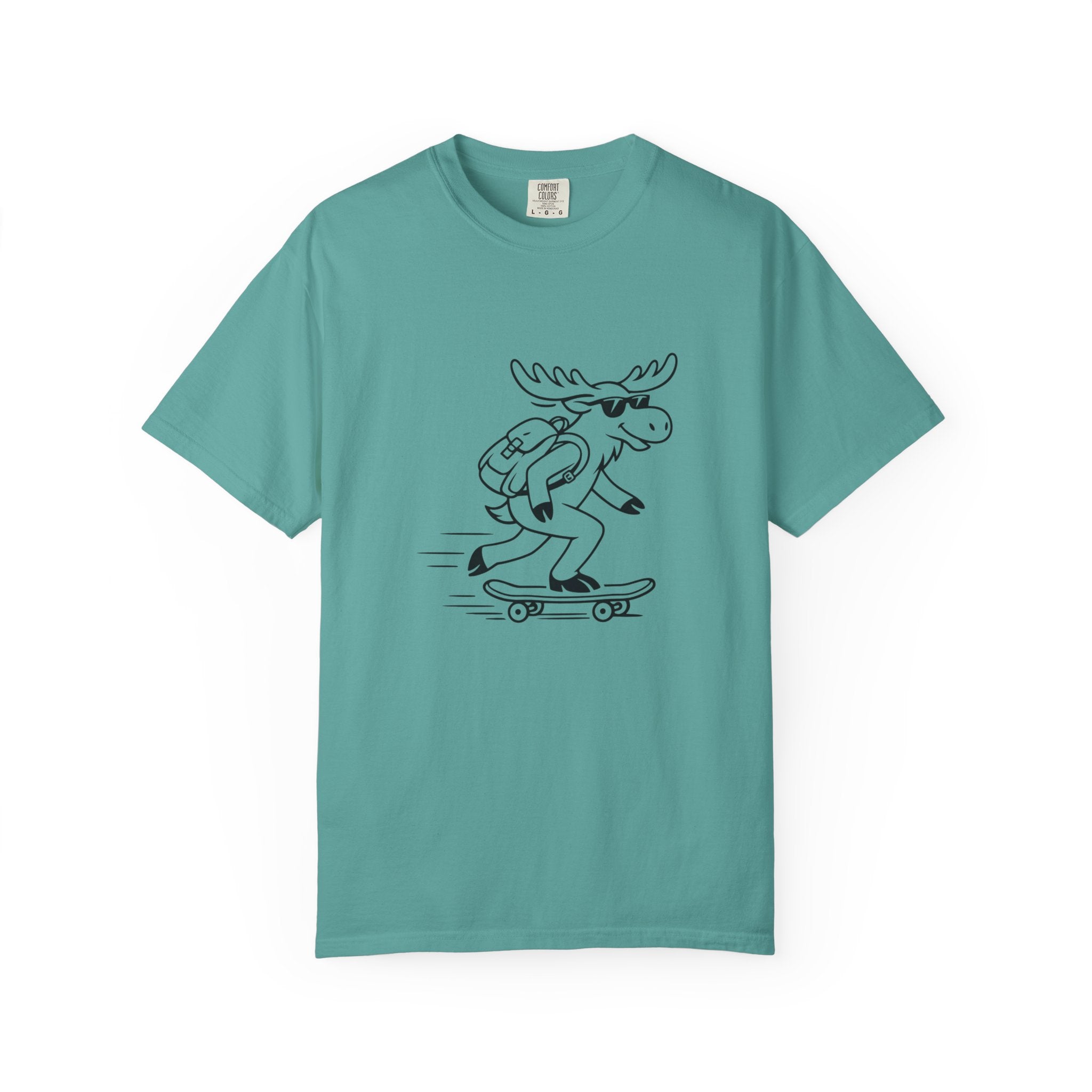 Skateboarding Moose T-shirt | Skateboard Cartoon Graphic Tee