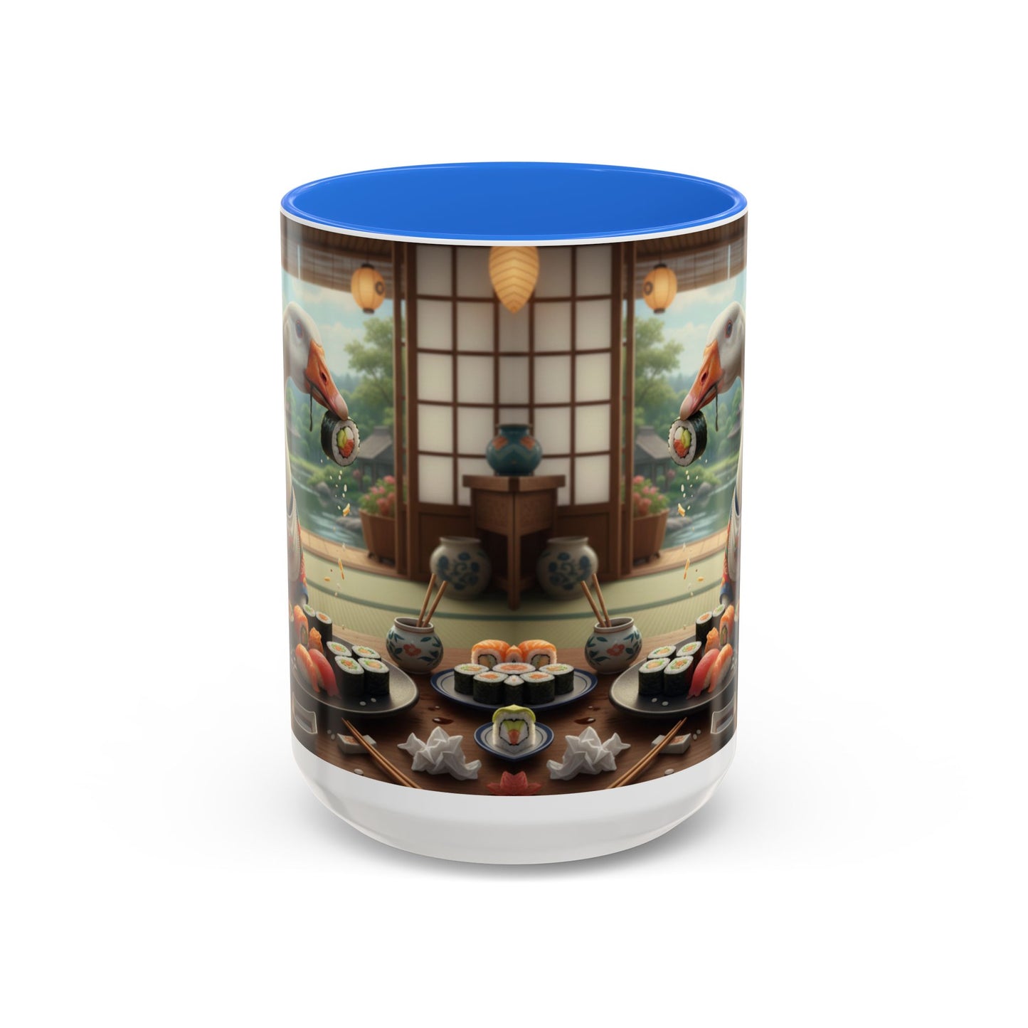 Goose with Sushi Mug | Japanese Tea Room Illustration