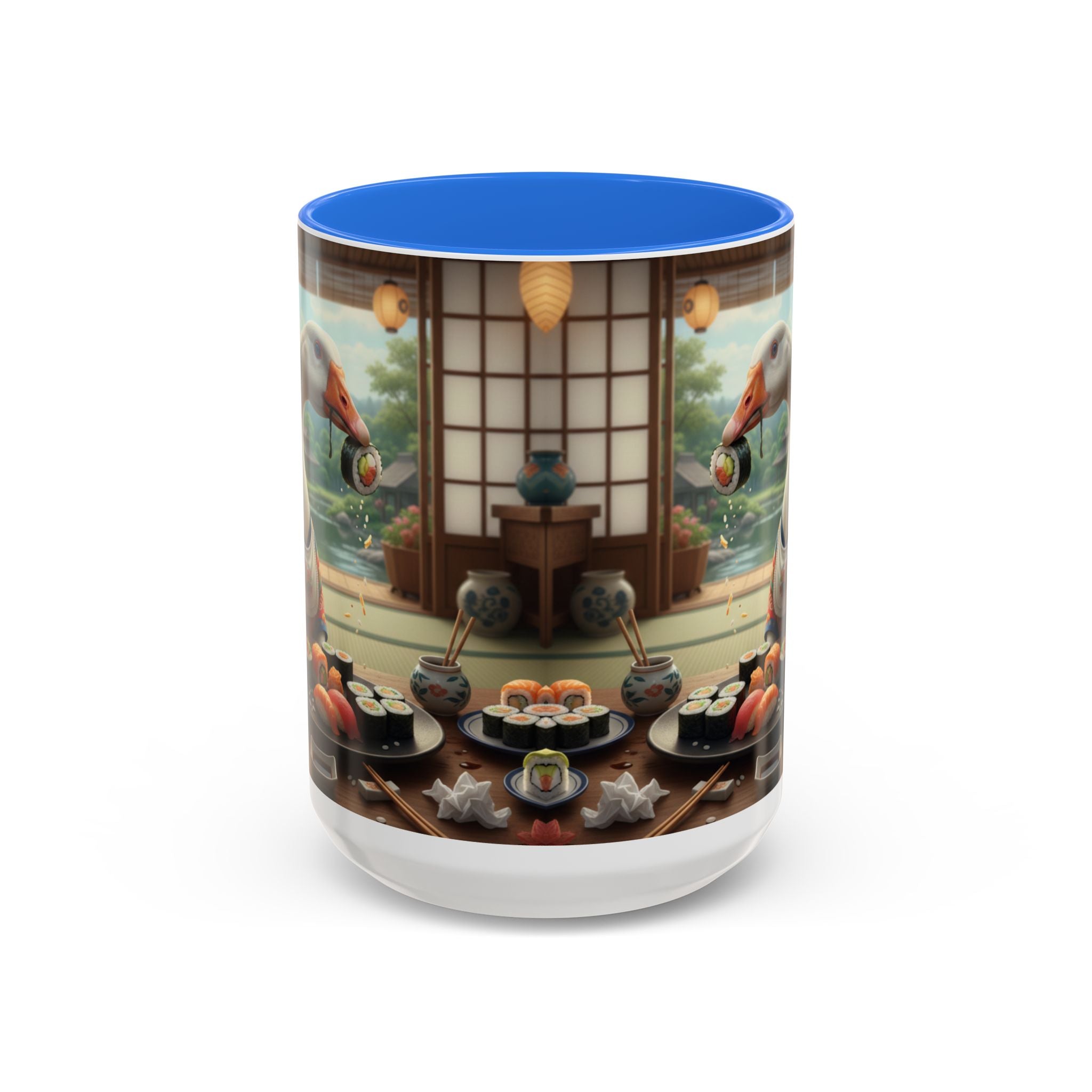 Goose with Sushi Mug | Japanese Tea Room Illustration