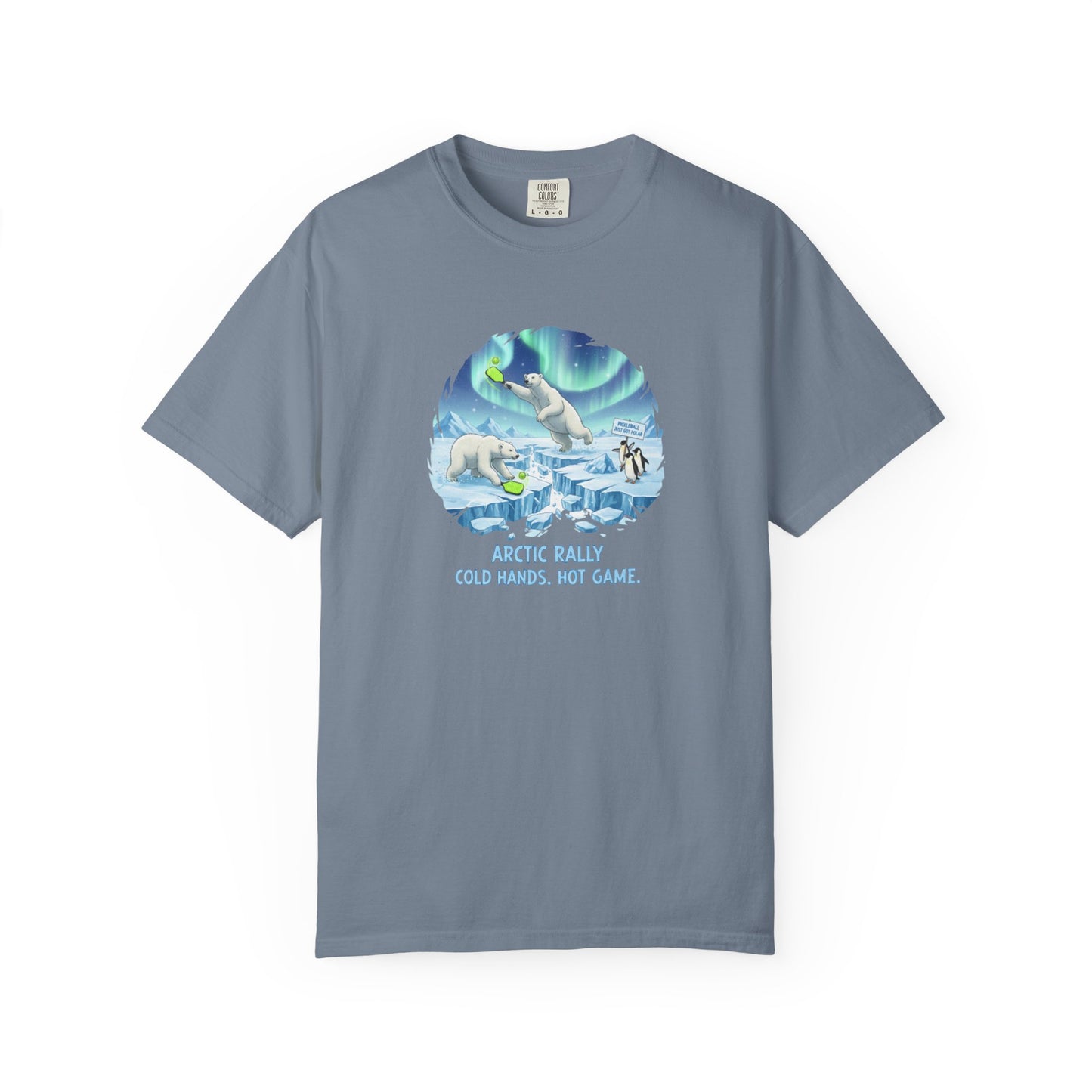 Arctic Rally Polar Bears Playing Pickleball T-Shirt | Northern Lights Illustration