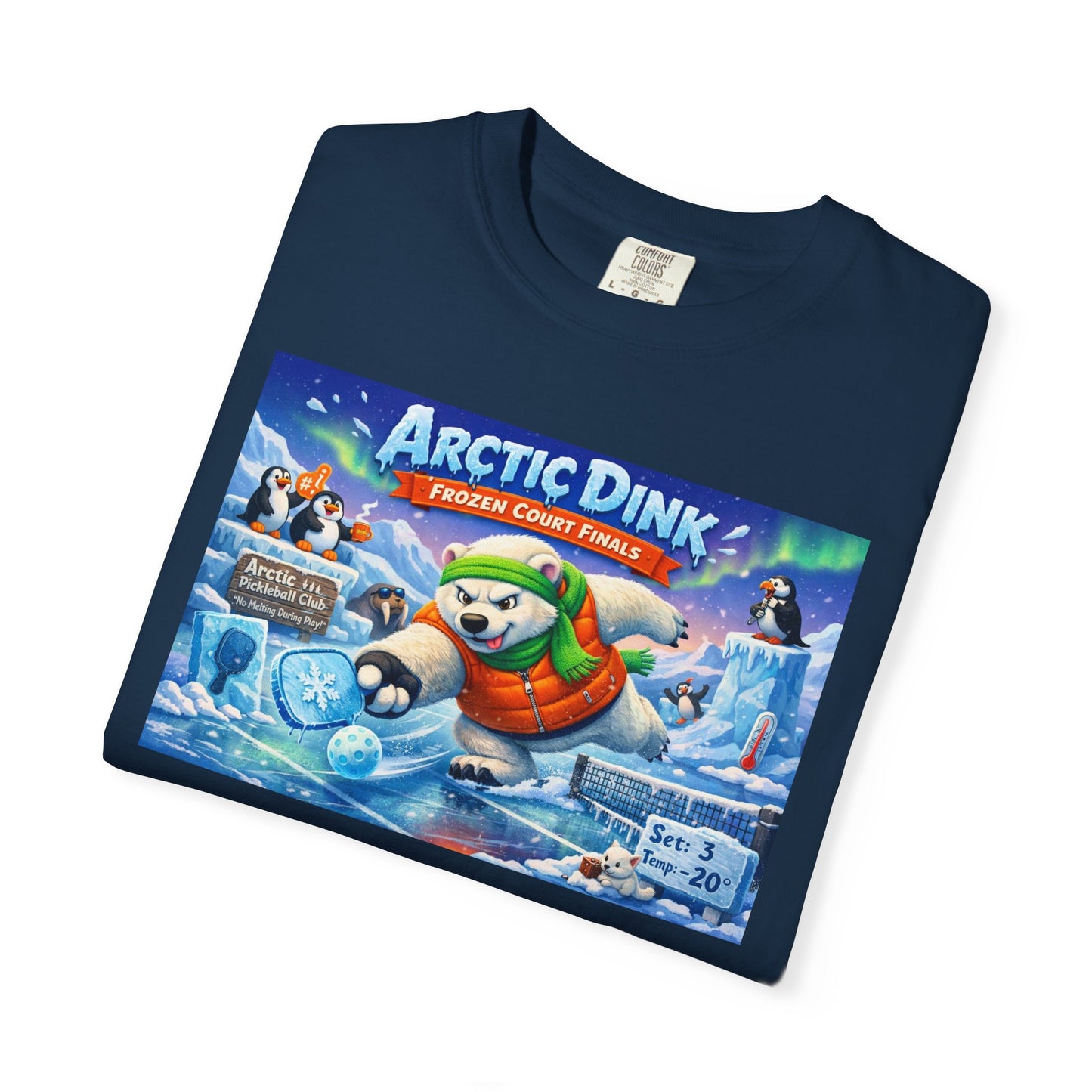 Arctic Dink Polar Bear Pickleball T-Shirt | Retro Game Art