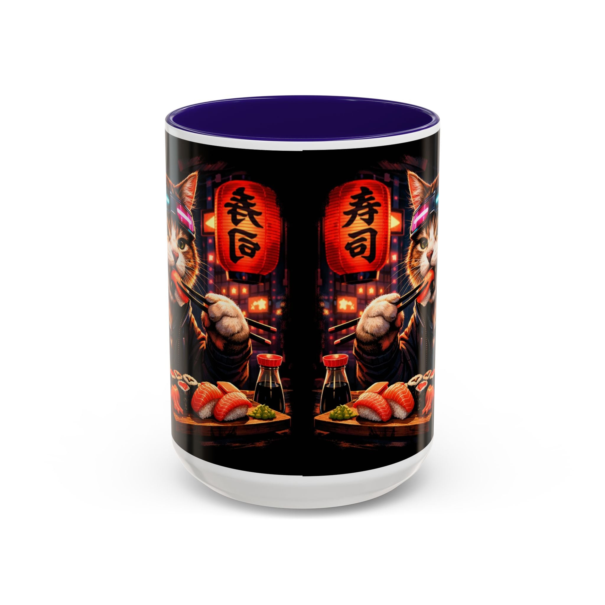 Cyberpunk Sushi Cat Mug | 11oz 15oz Ceramic Coffee Cup