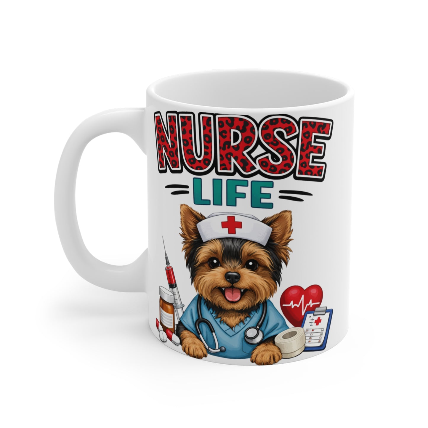 Nurse Life Yorkie Mug | Cute Nurse Dog Coffee Cup