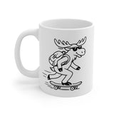 Skateboarding Moose Mug | 11oz Ceramic Coffee Cup