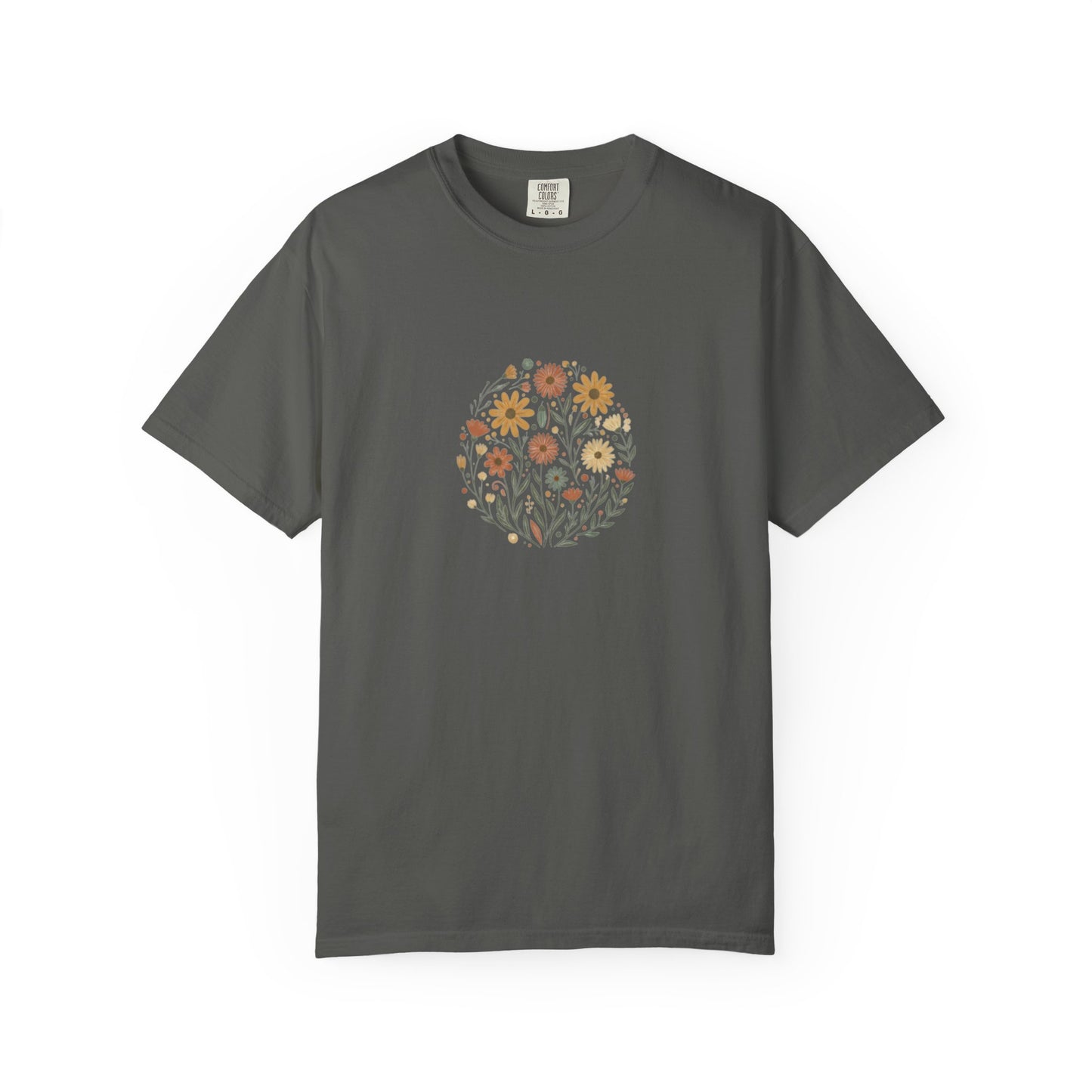 Autumn Wildflower Bouquet T-Shirt | Floral Circle Illustration