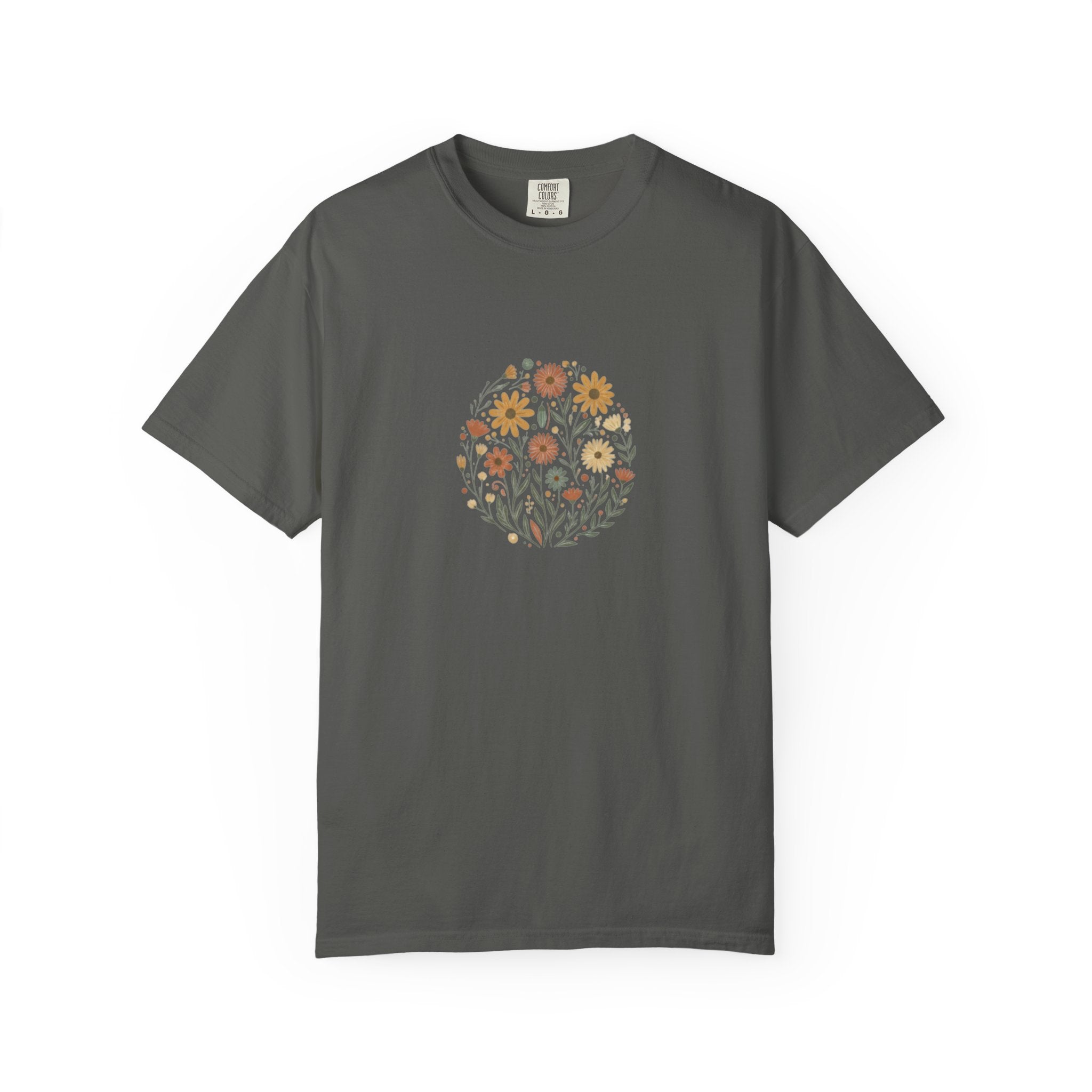 Autumn Wildflower Bouquet T-Shirt | Floral Circle Illustration