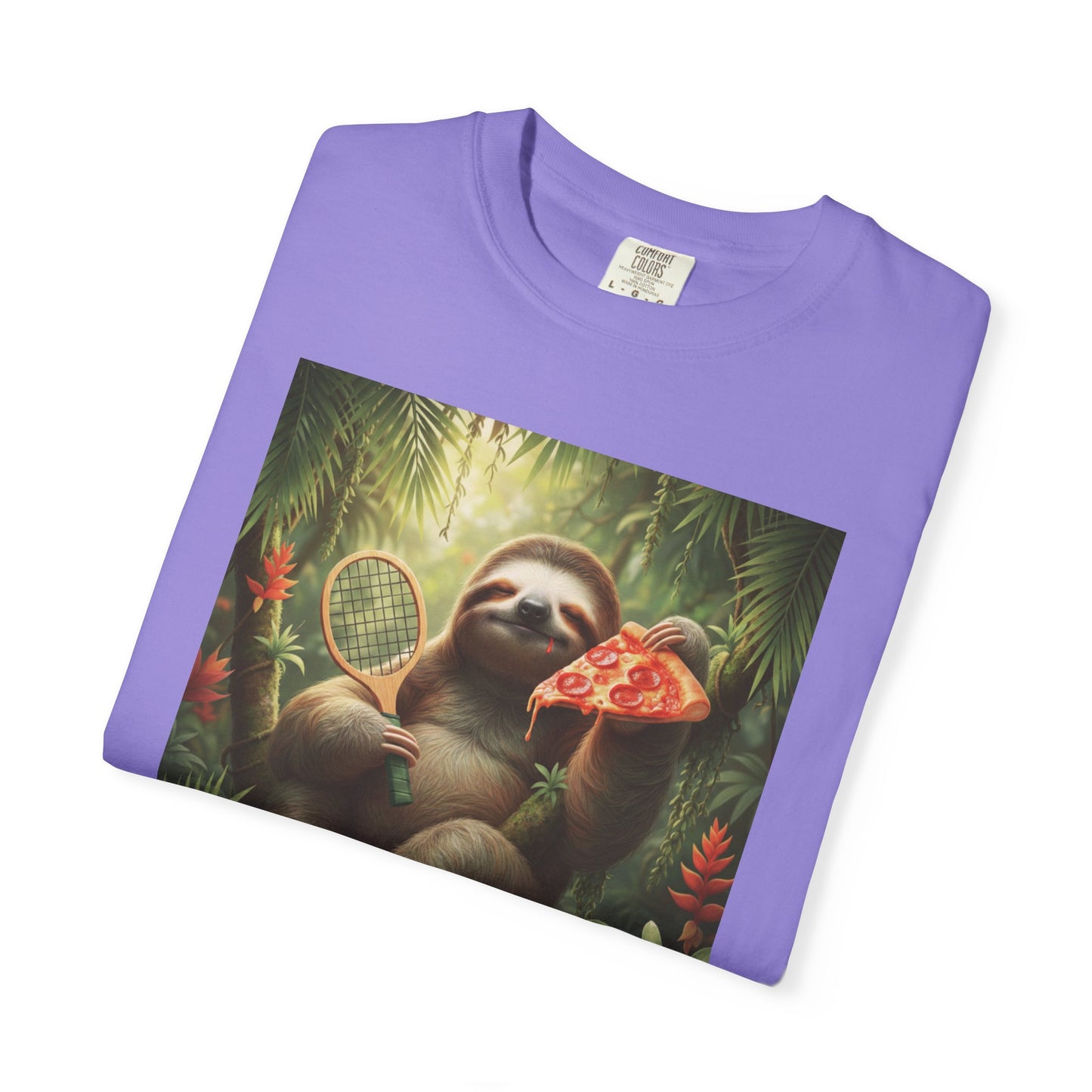 Sloth with Pizza and Pickleball Racket T-shirt | Eat Sleep Drink Repeat