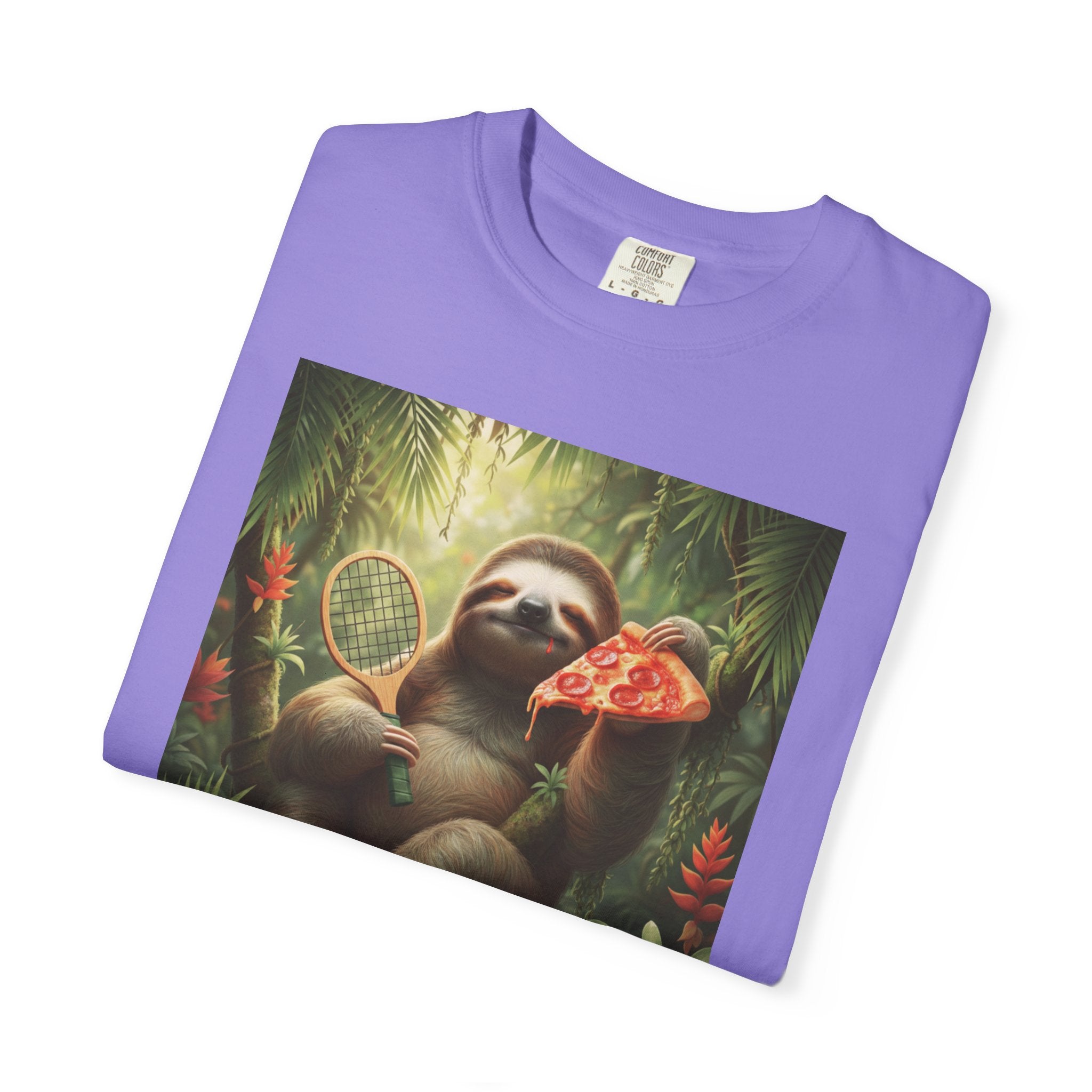 Sloth with Pizza and Pickleball Racket T-shirt | Eat Sleep Drink Repeat