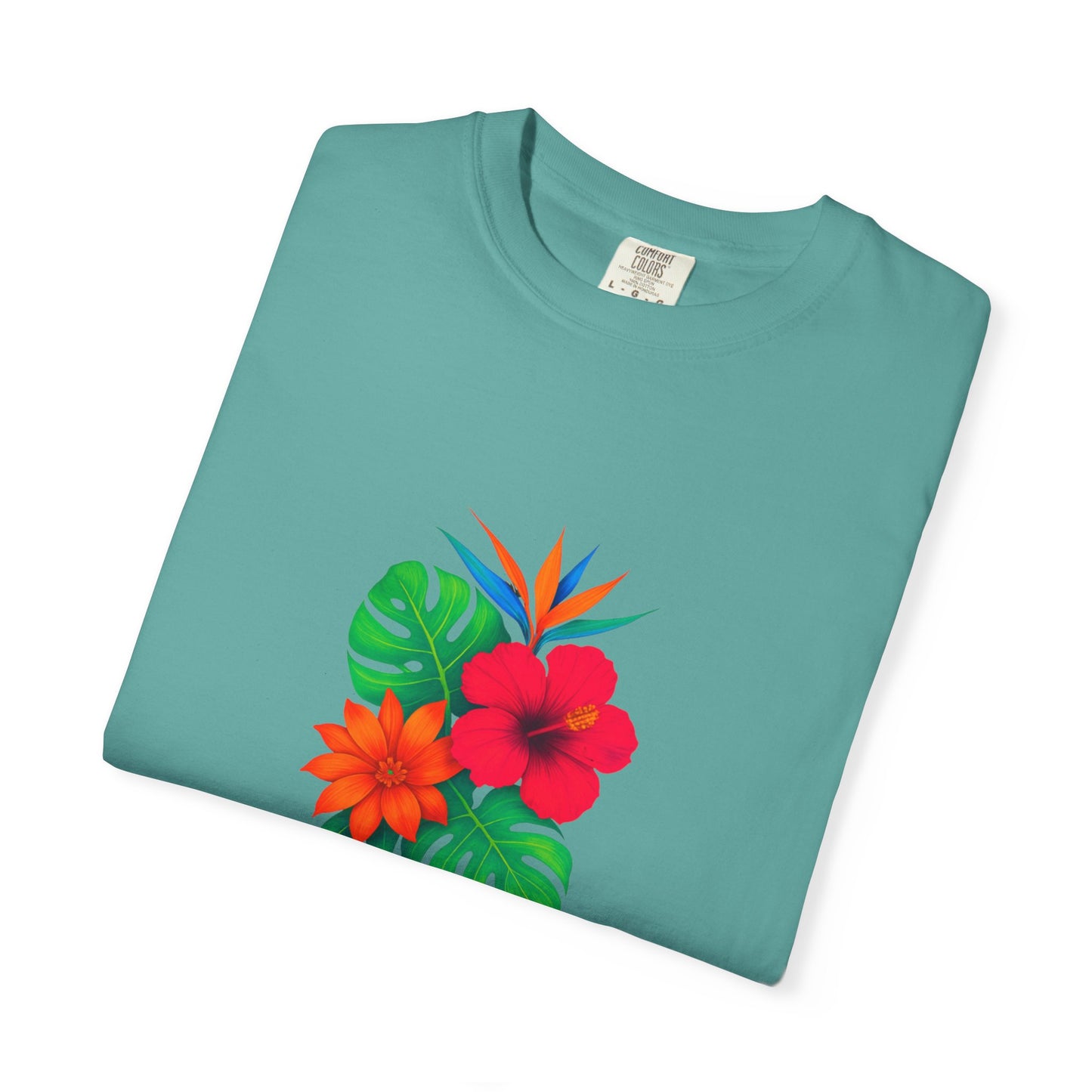 Tropical Hibiscus Floral Tee | Monstera Leaves, Bird of Paradise