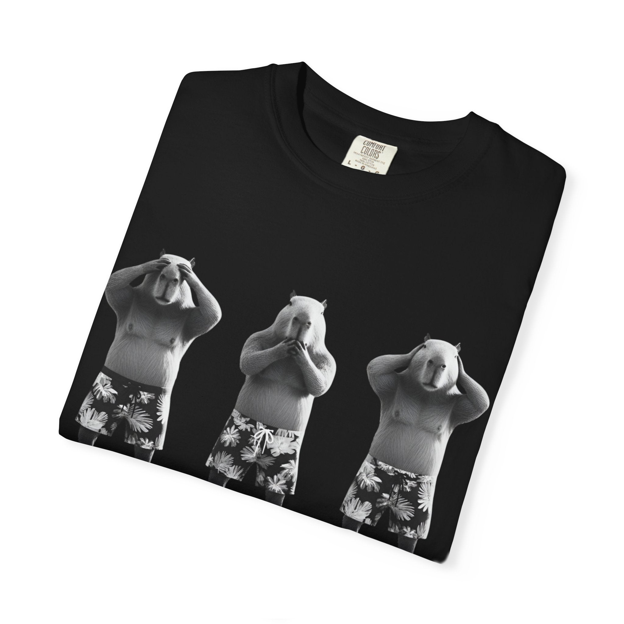 Capybara See No Evil Speak No Evil Hear No Evil T-shirt | Three Monkeys Graphic
