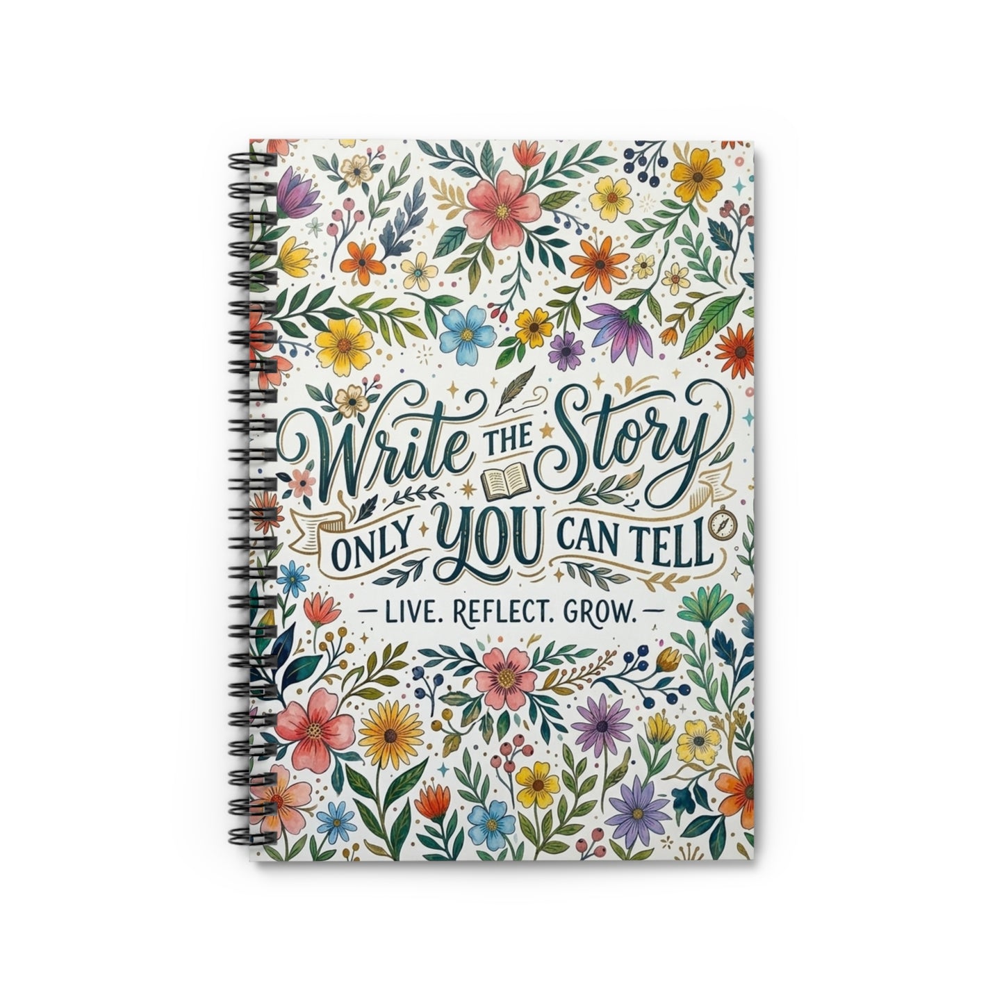 Growth Mindset Floral Quote Spiral Notebook | Ruled