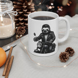 Biker Sloth Mug | Motorcycle Rider Illustration, Funny Animal Coffee Cup