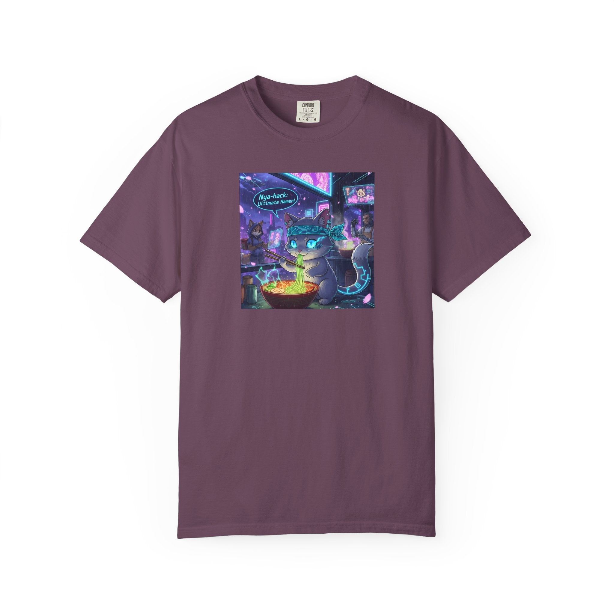 Cyberpunk Cat T-shirt | Neon Magic Potion Street Scene