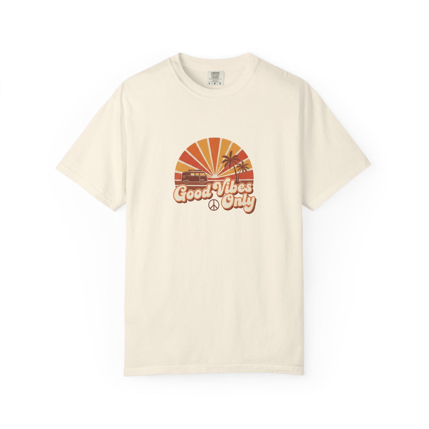 Good Vibes Only T-shirt | Retro Sunset Palm Peace Sign