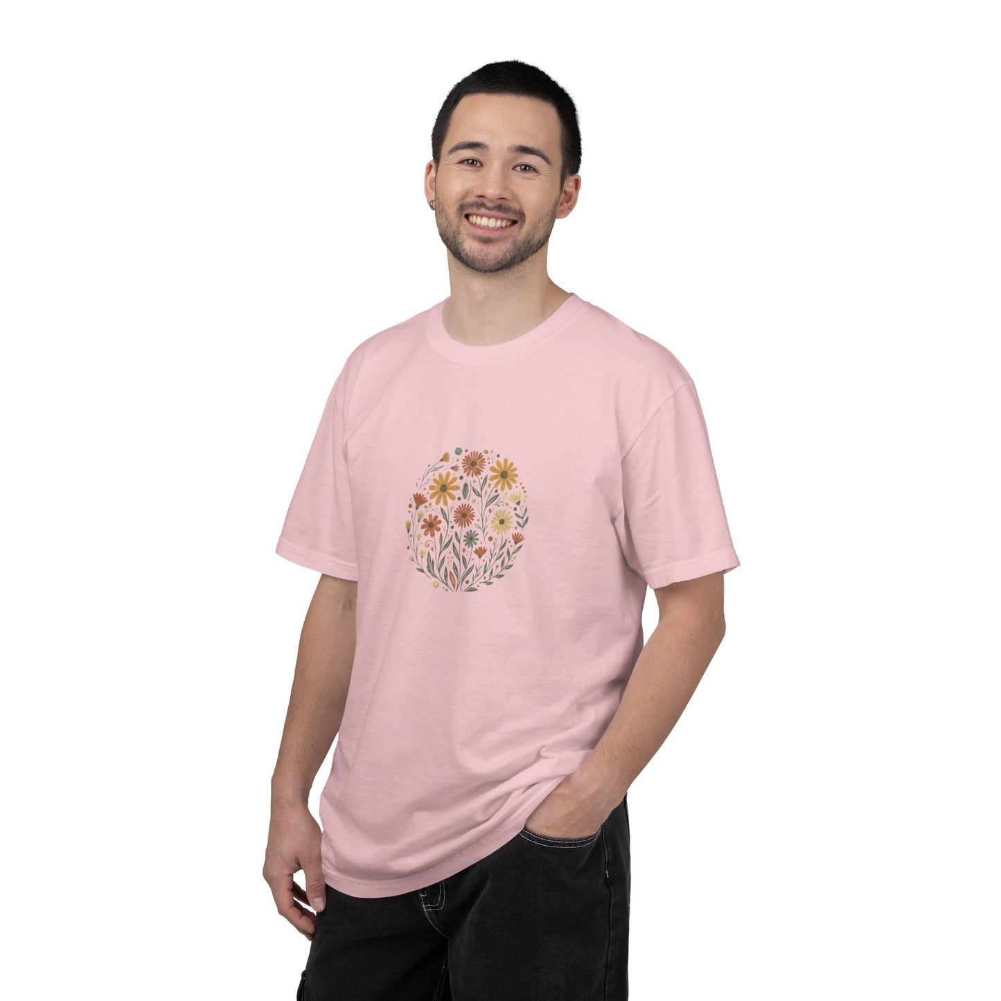 Autumn Wildflower Bouquet T-Shirt | Floral Circle Illustration
