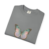 Retro 70s Vacation Butterfly T-shirt | Distressed Orange Teal Wings